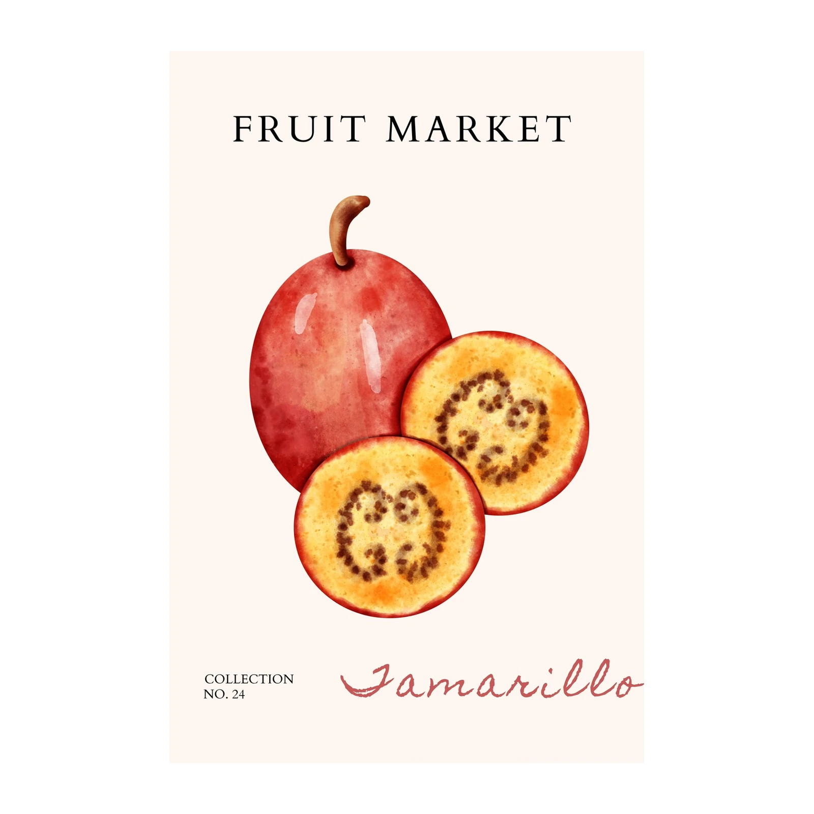 Tamarillo Fruit Market Watercolor Wall Art