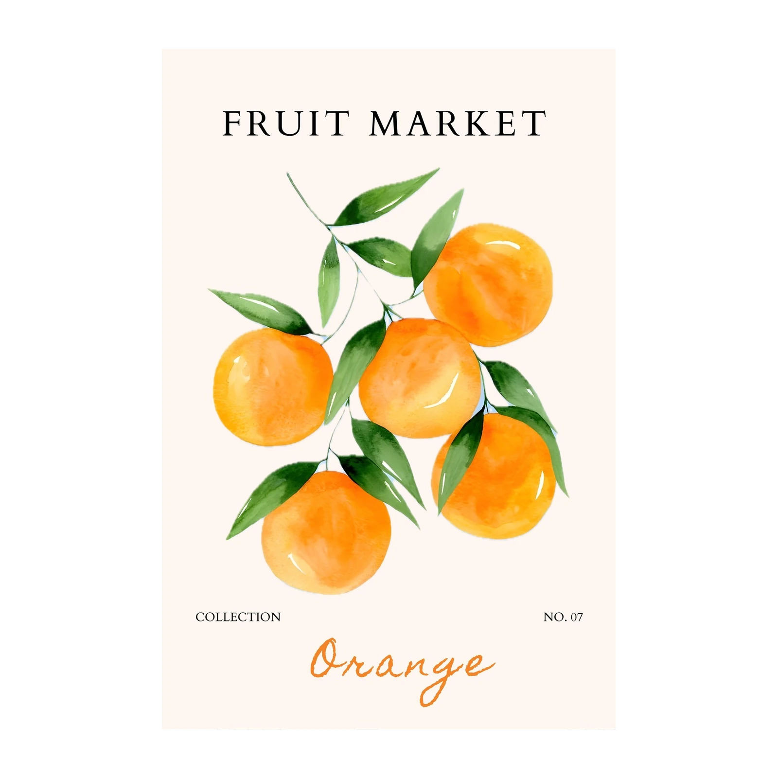 Vibrant Orange Grove Watercolor Wall Art