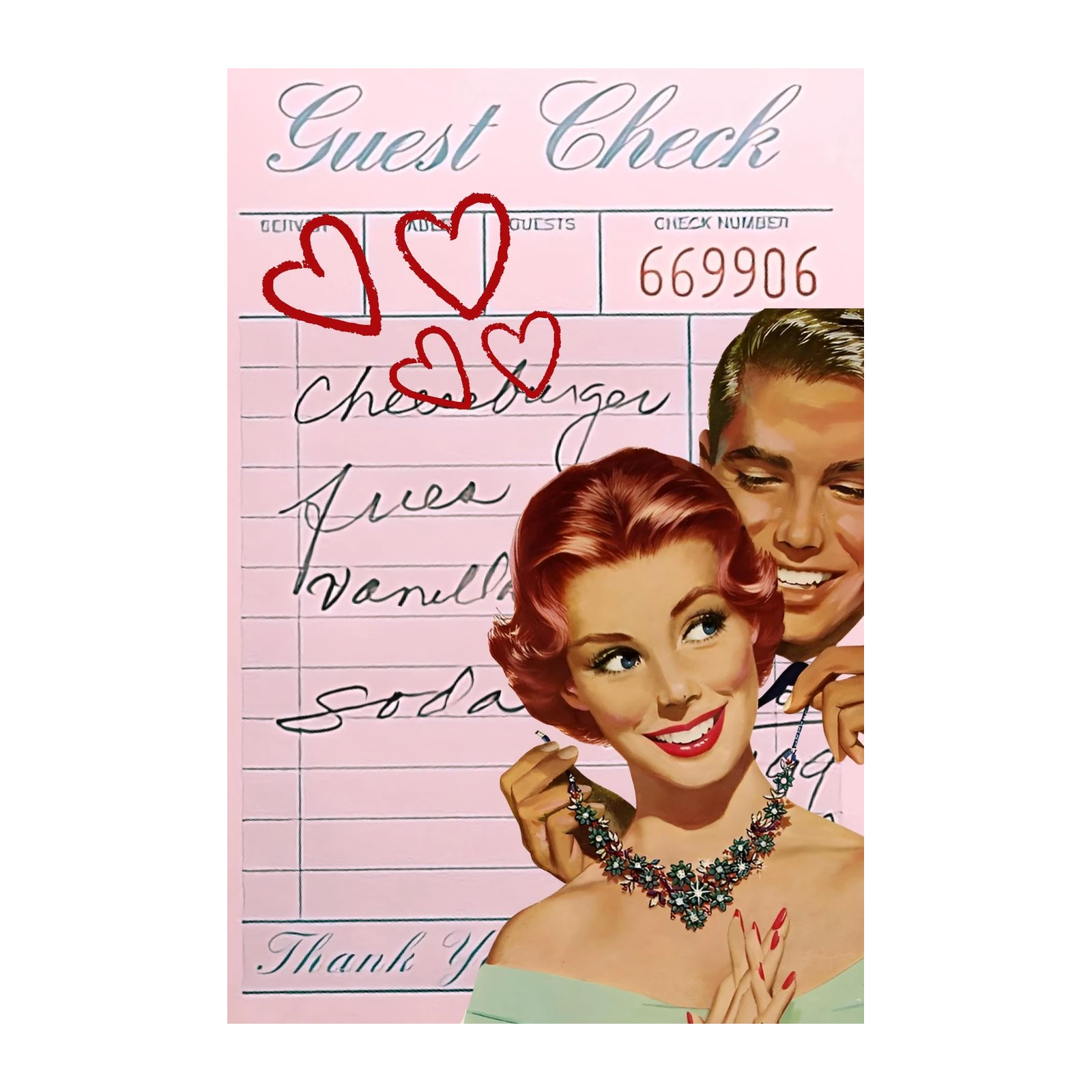 Retro Romance Diner Hearts Wall Art