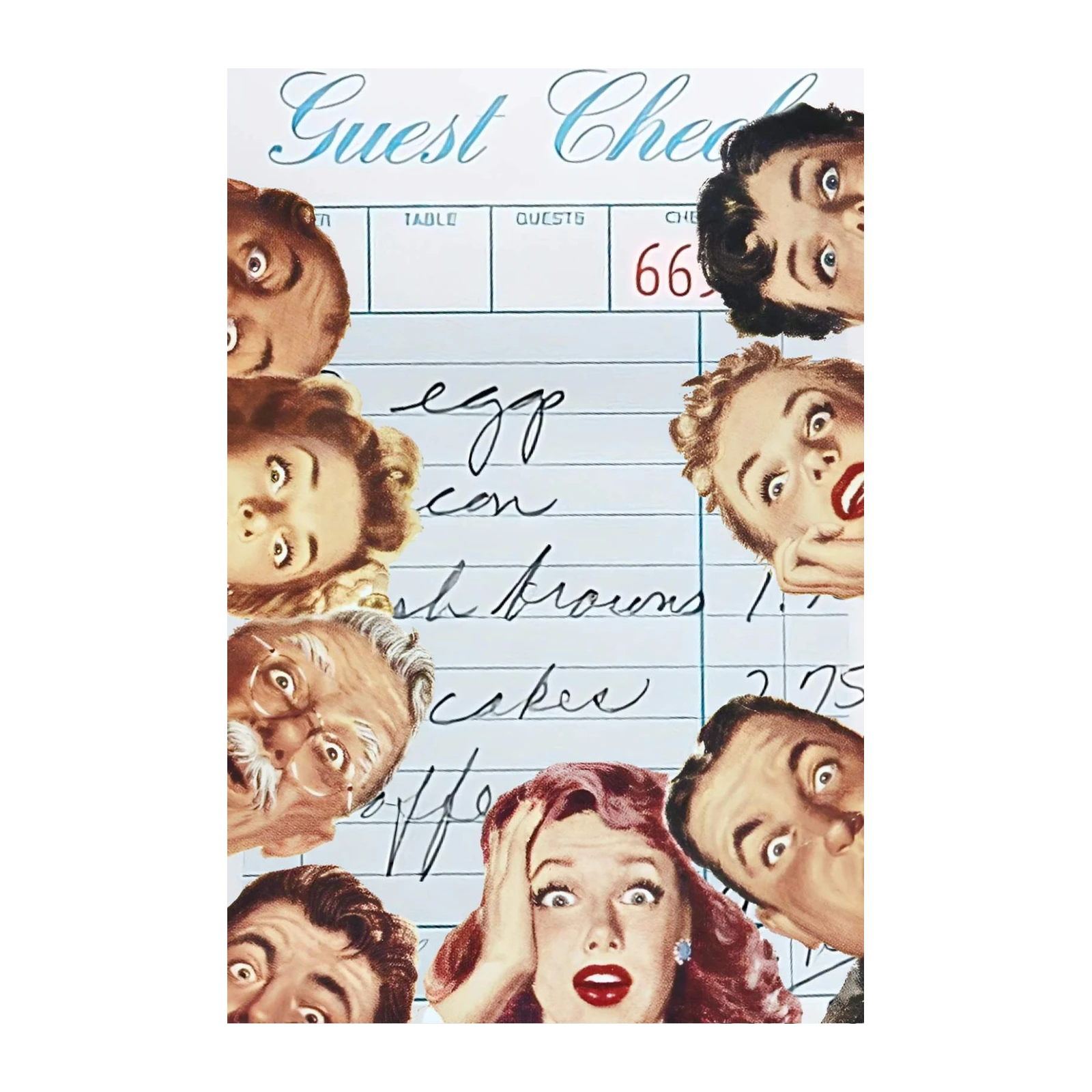 Retro Diner Faces Guest Check Wall Art