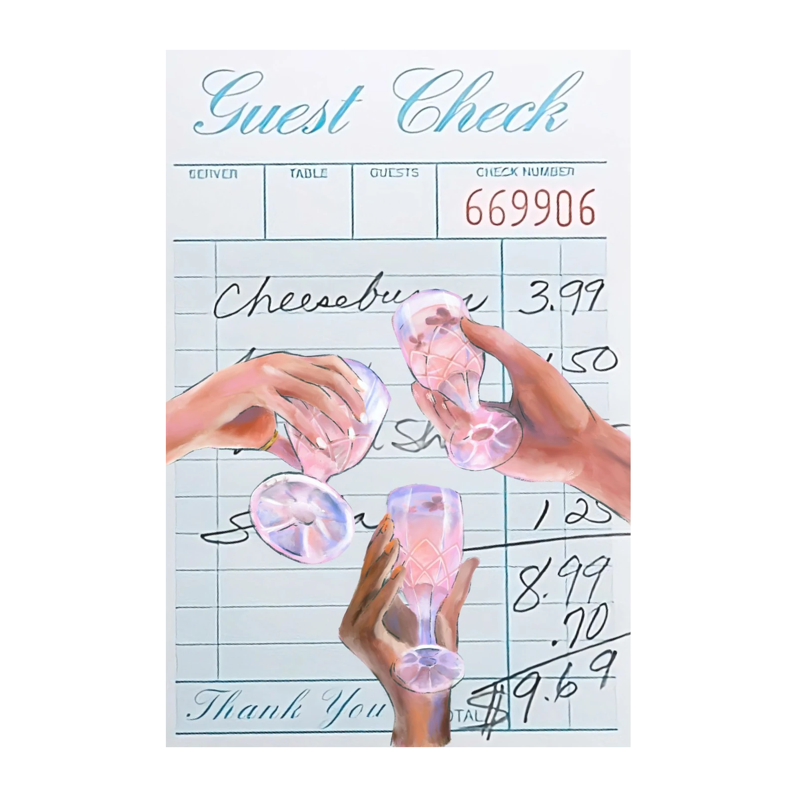 Elegant Toast Guest Check Wall Art