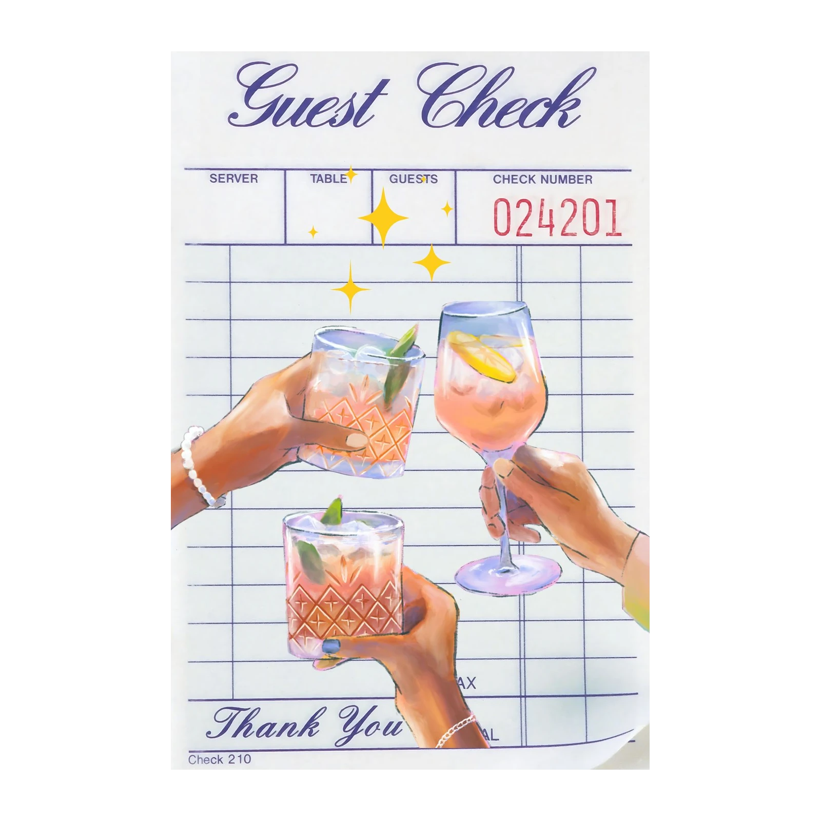 Cheers Cocktail Toast Guest Check Wall Art
