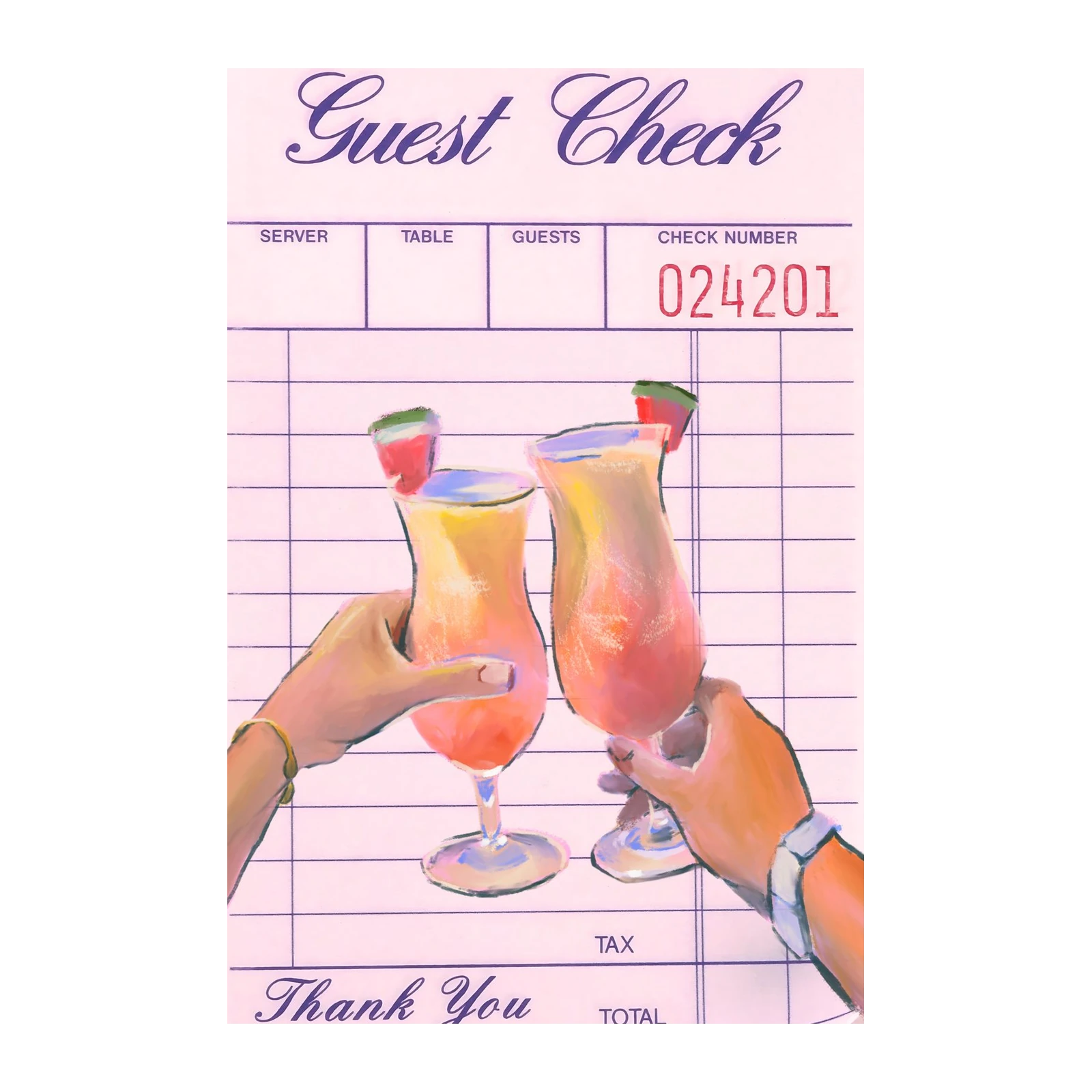 Cheers Cocktail Toast Guest Check Wall Art