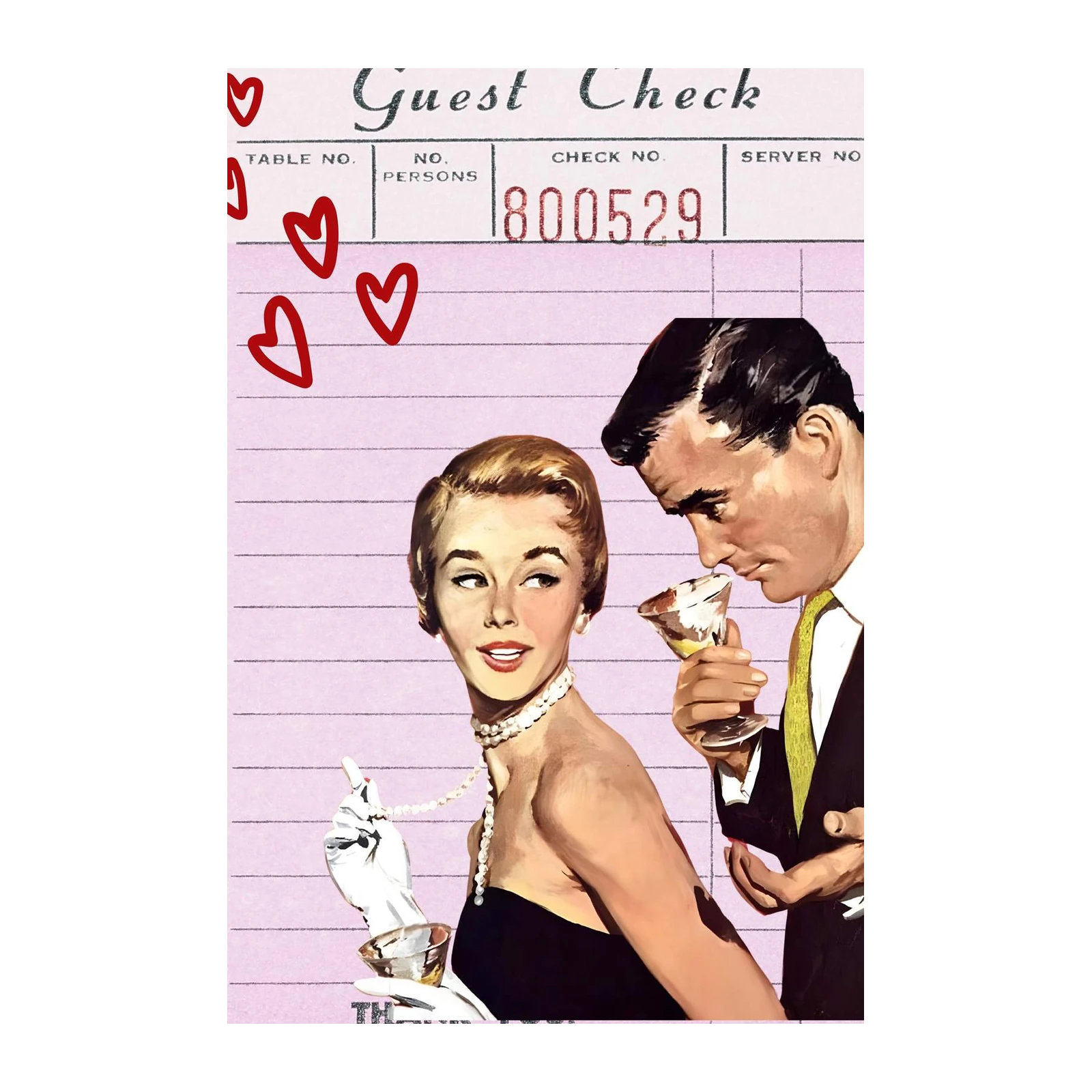 Vintage Romance Couple Guest Check Wall Art