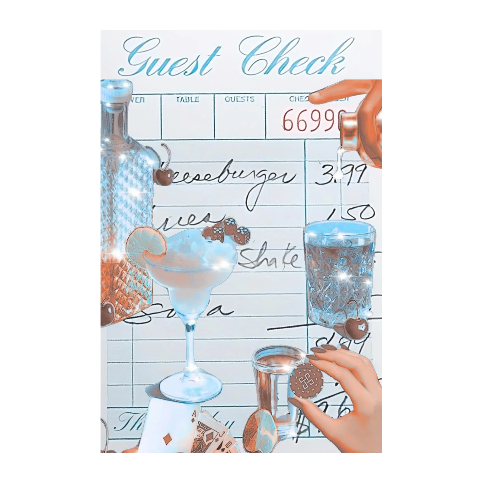 Retro Cocktail & Guest Check Wall Art