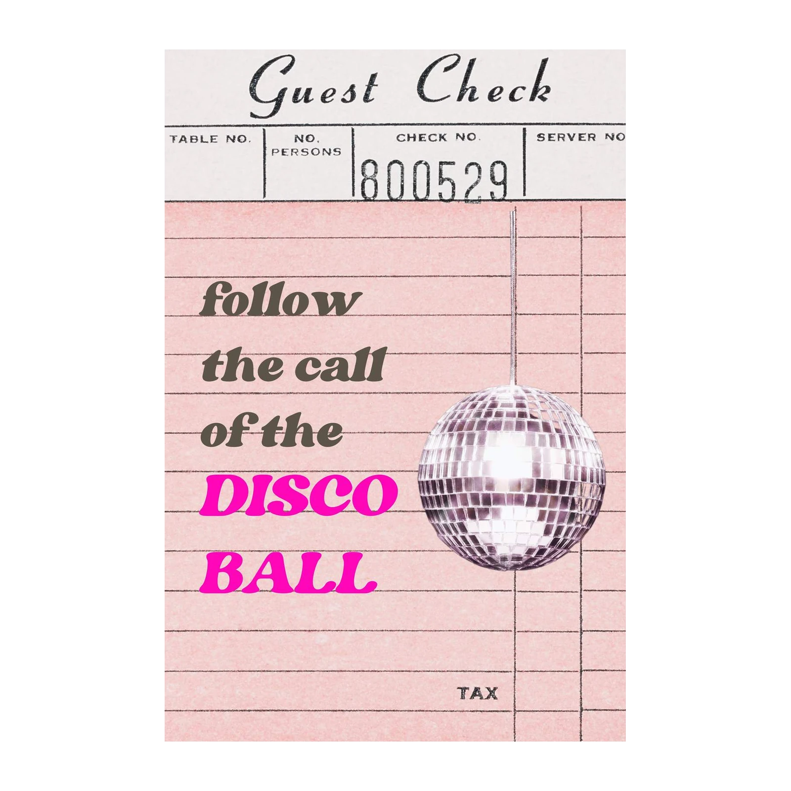 Retro Disco Ball Guest Check Wall Art