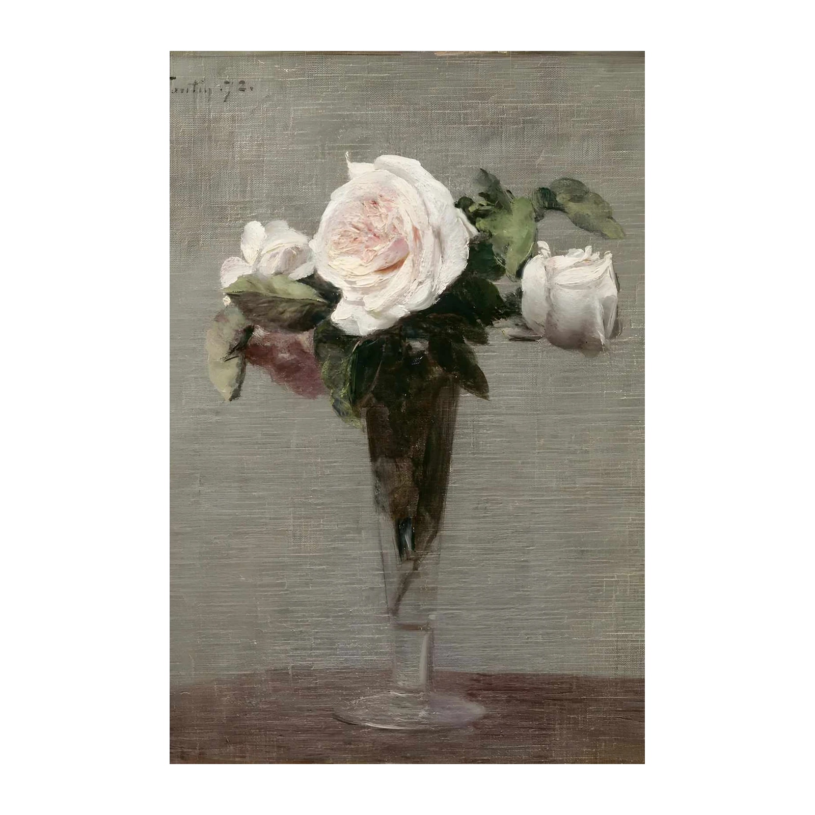Elegant White Roses Still Life Wall Art