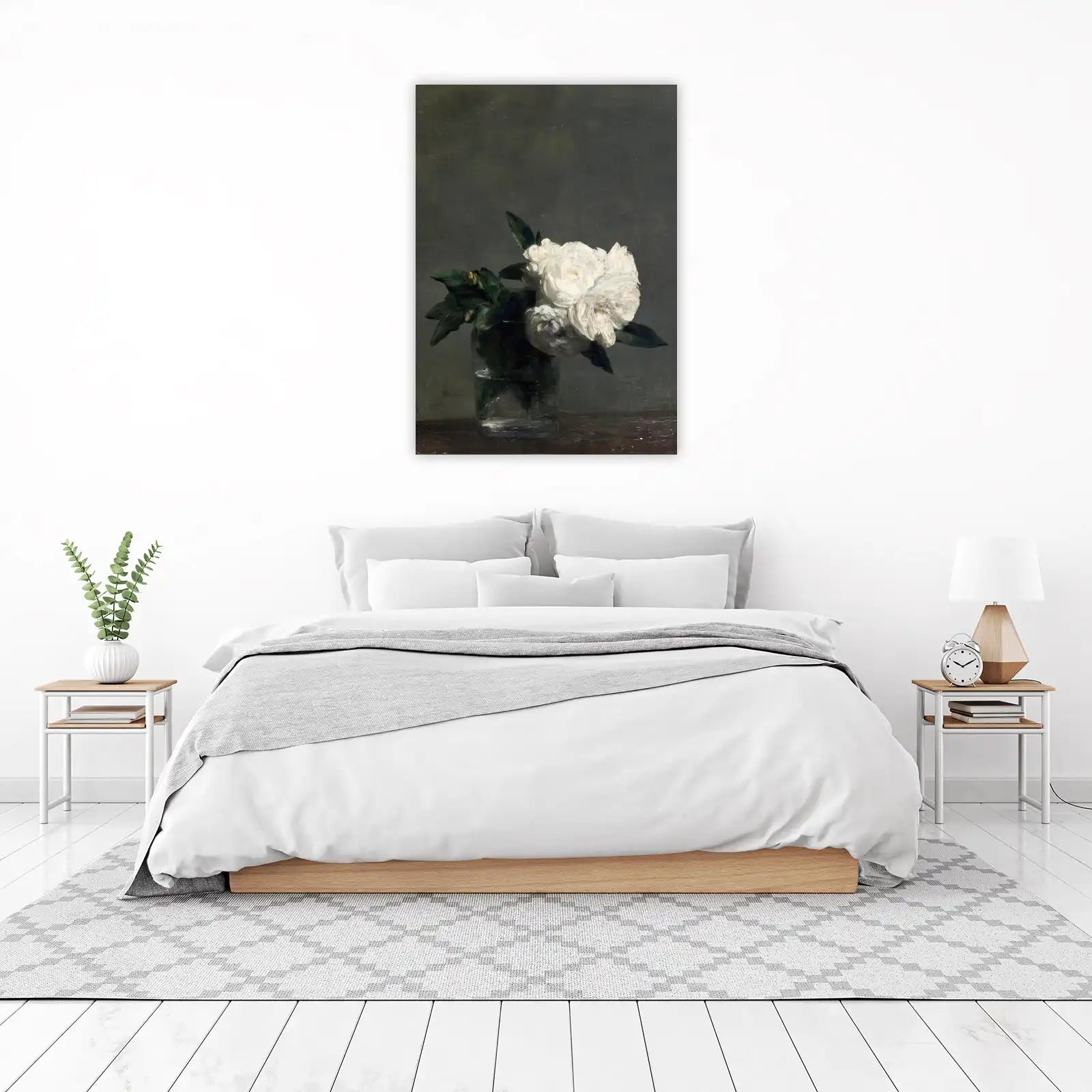 Elegant White Peony Floral Still Life Wall Art