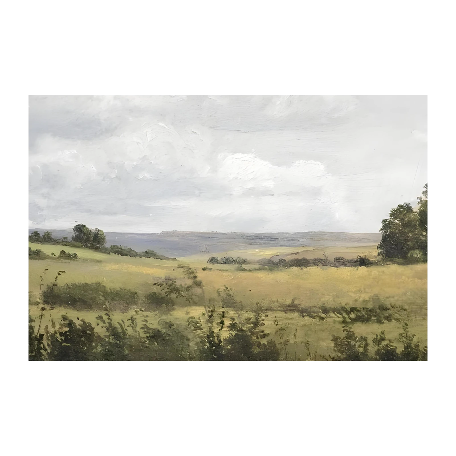 Serene Countryside Landscape Oil Painting Wall Art
