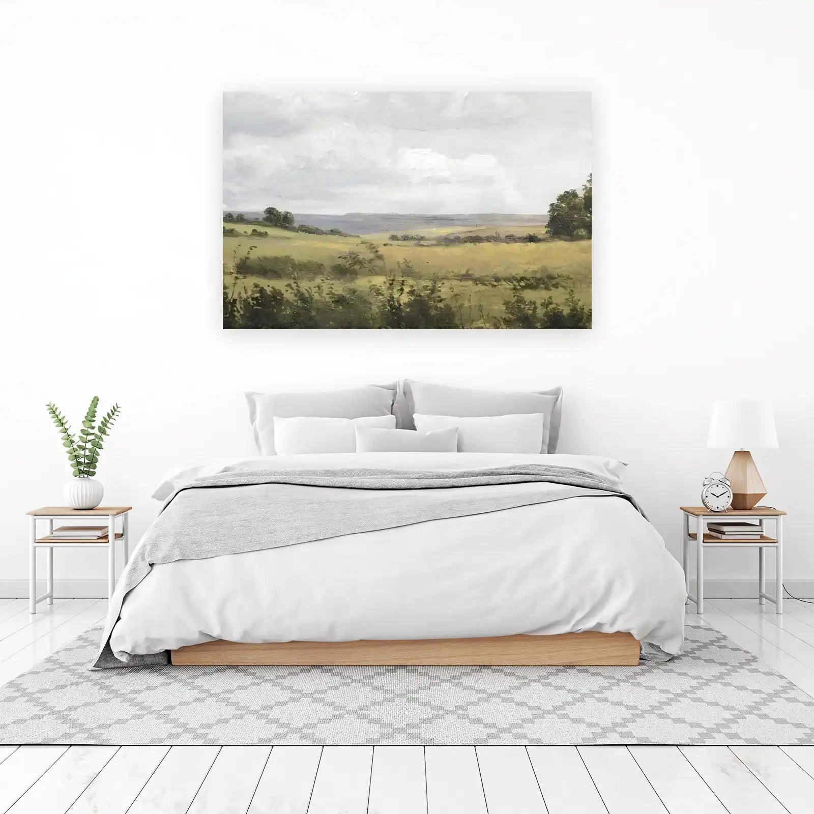 Serene Countryside Landscape Oil Painting Wall Art