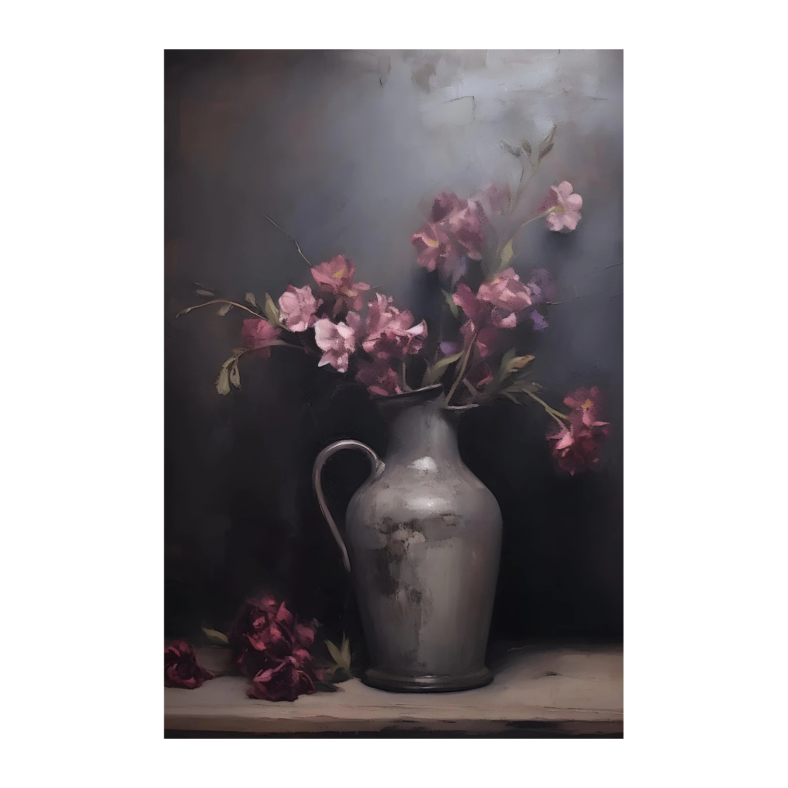 Elegant Pink Floral Still Life Wall Art