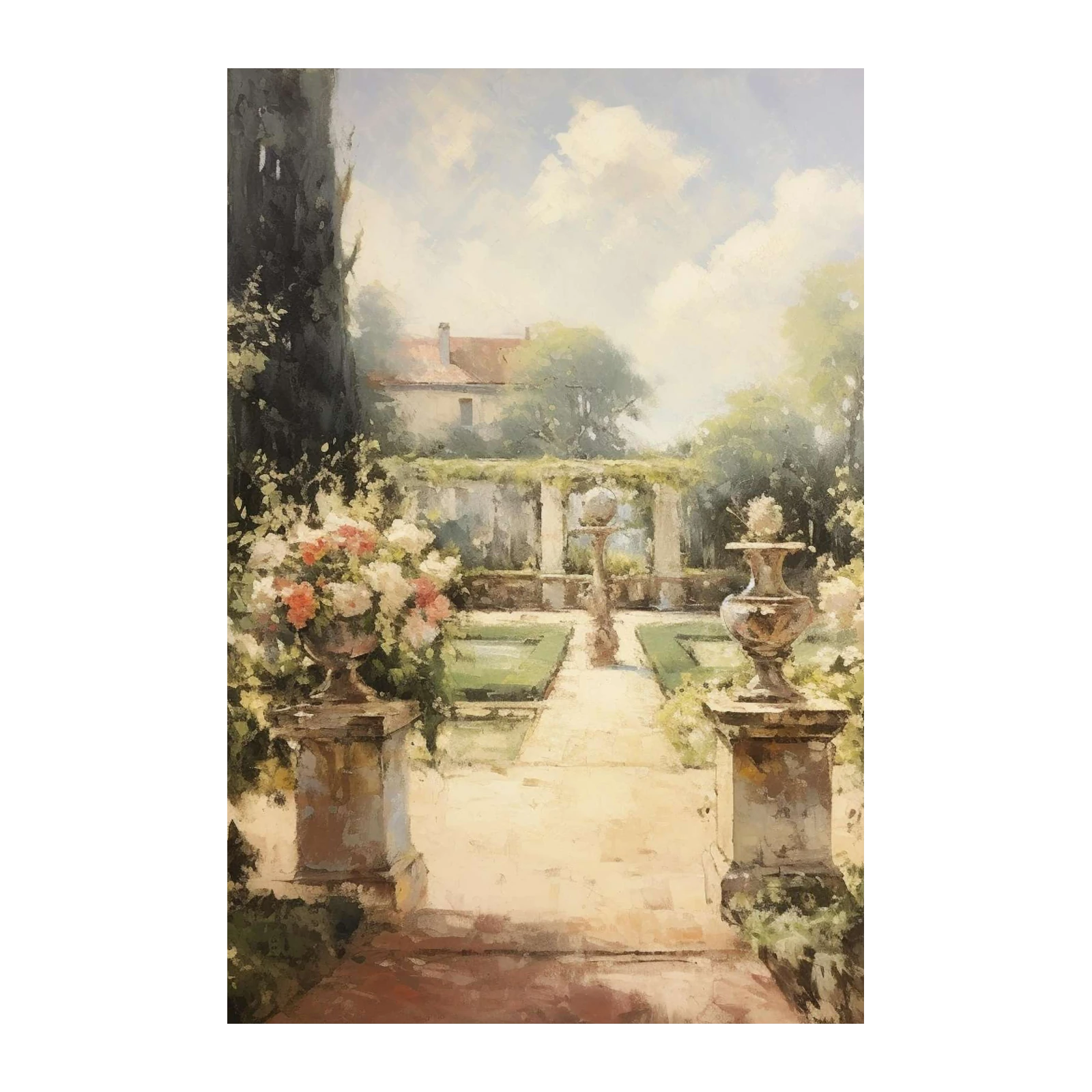Tranquil Garden Landscape Oil Painting Wall Art