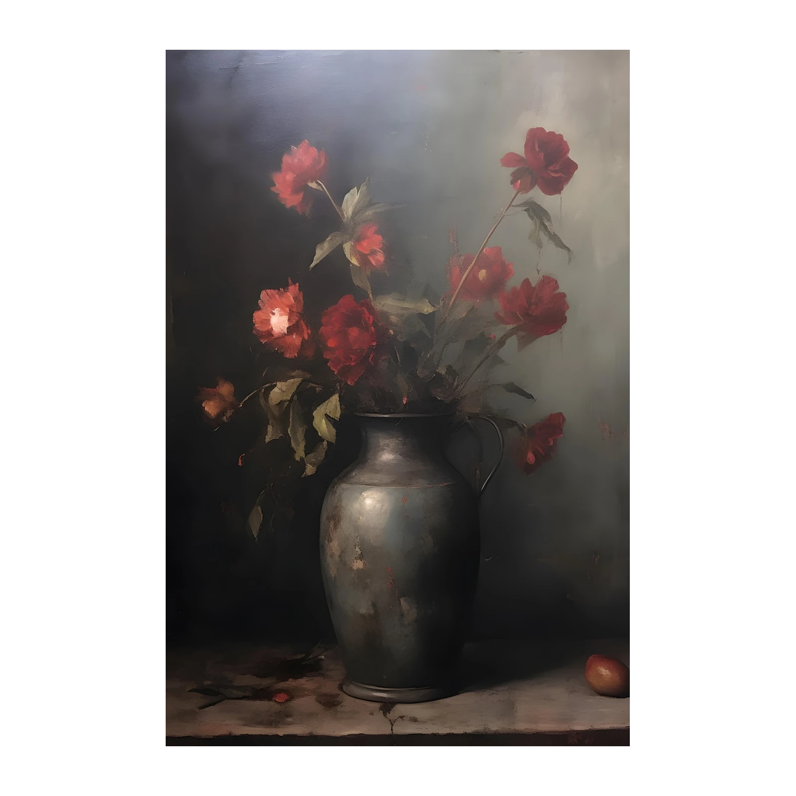 Vintage Red Roses Still Life Wall Art