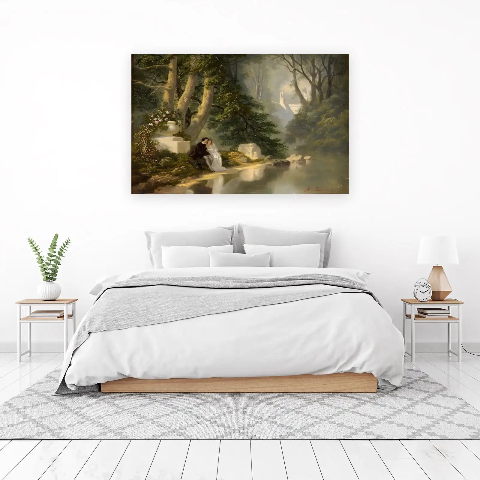 Romantic Embrace Forest Lake Wall Art