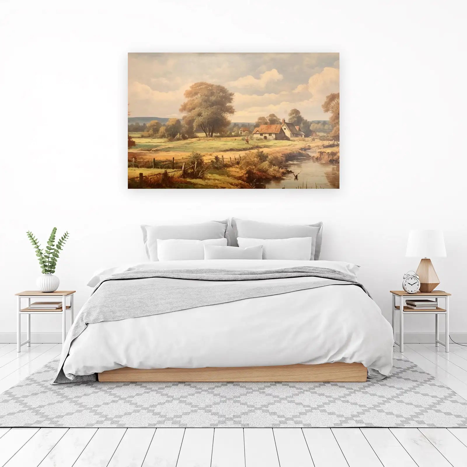 Rustic Countryside Cottage Landscape Wall Art