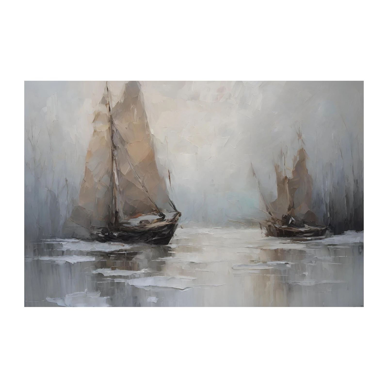 Serene Sailboats Impressionist Seascape Wall Art