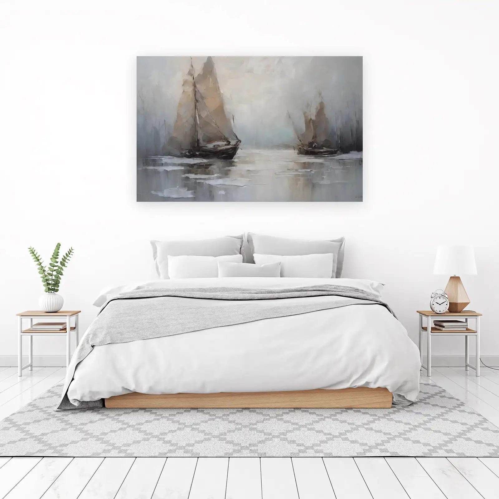 Serene Sailboats Impressionist Seascape Wall Art