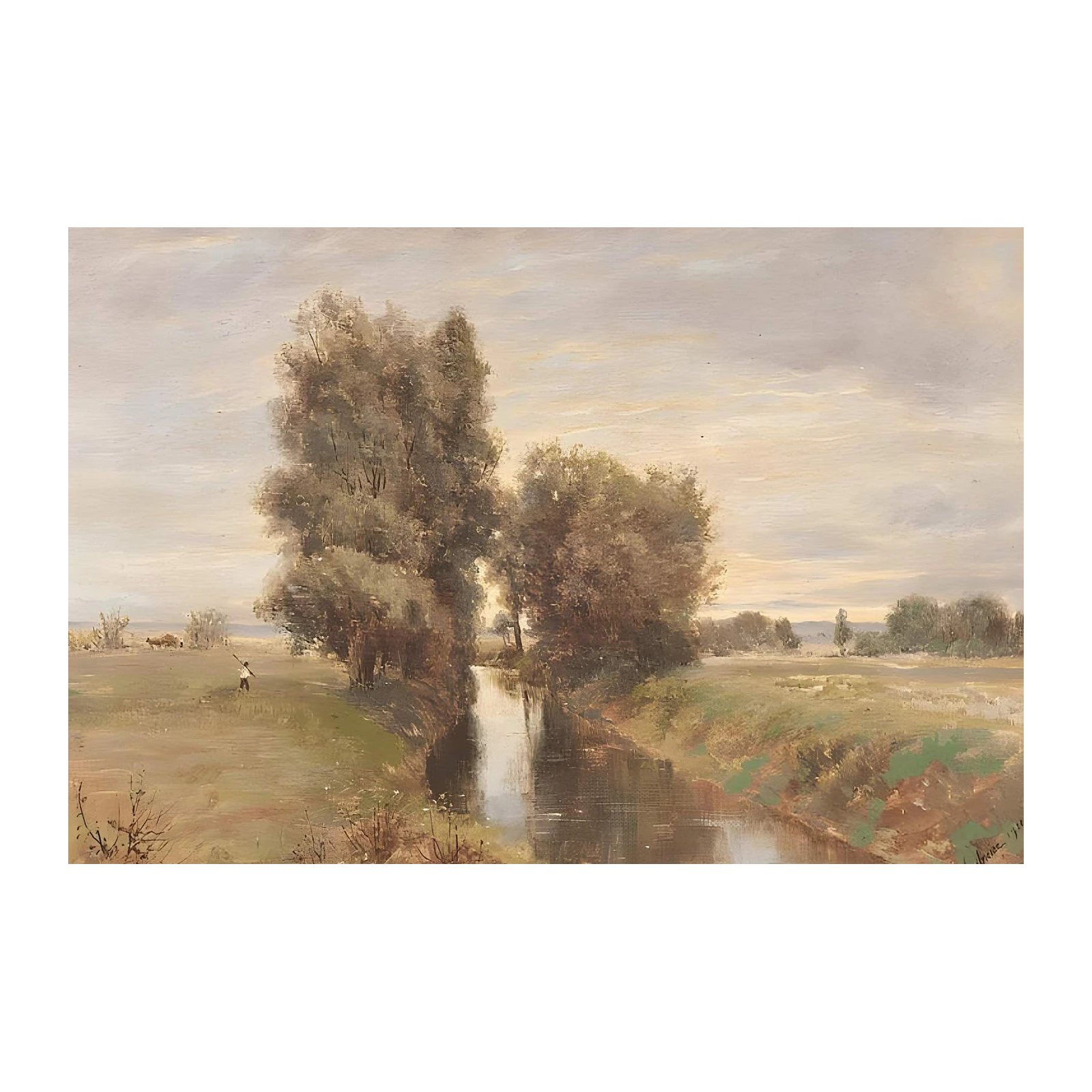 Tranquil Countryside River Landscape Wall Art