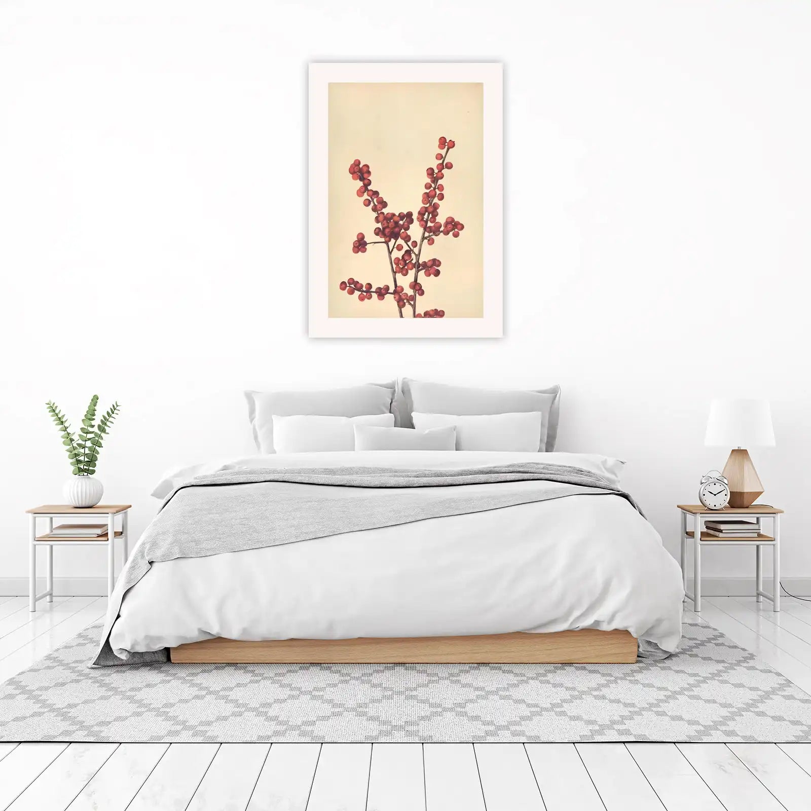 Vibrant Red Berry Branch Botanical Wall Art