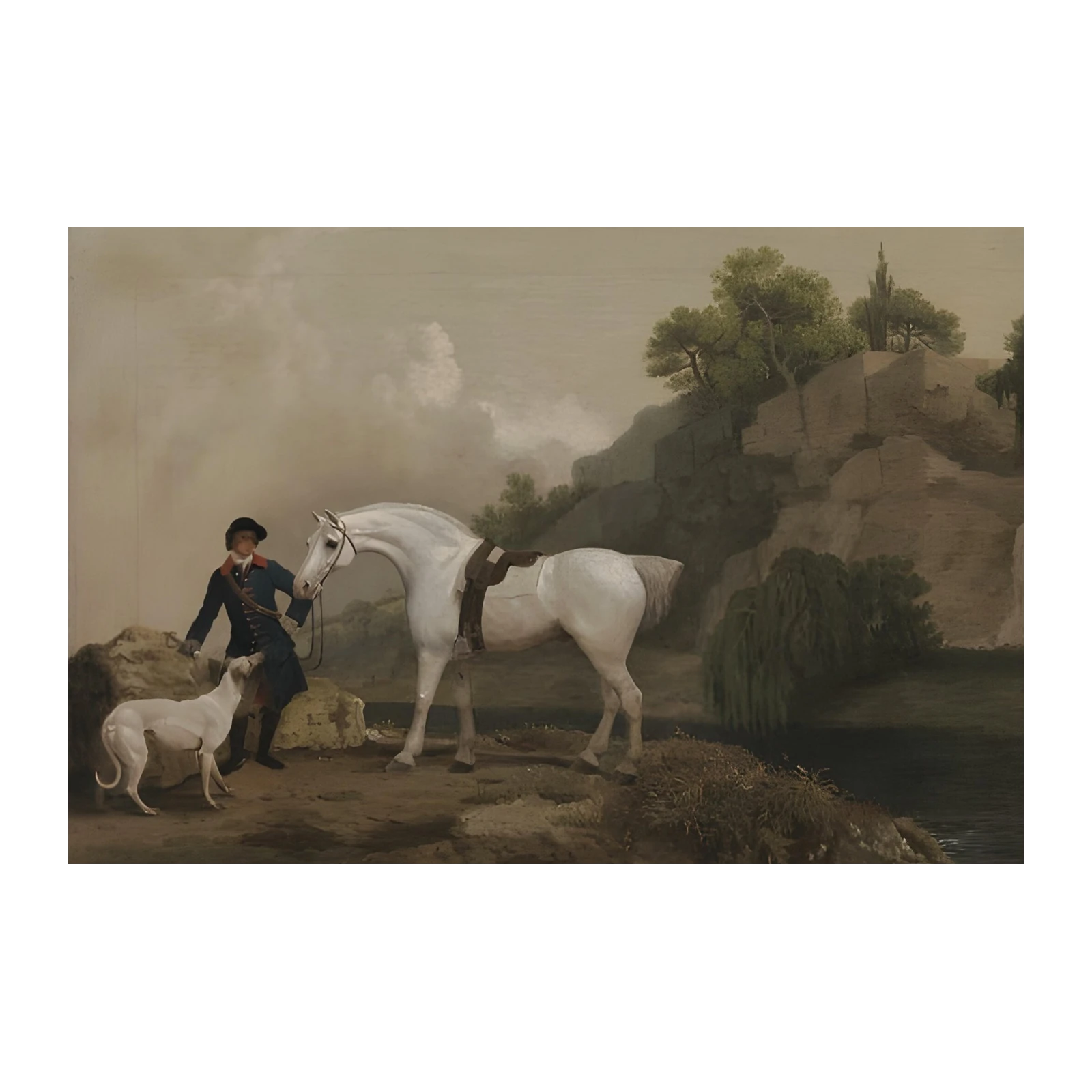 Equestrian Landscape Vintage Horse & Dog Wall Art