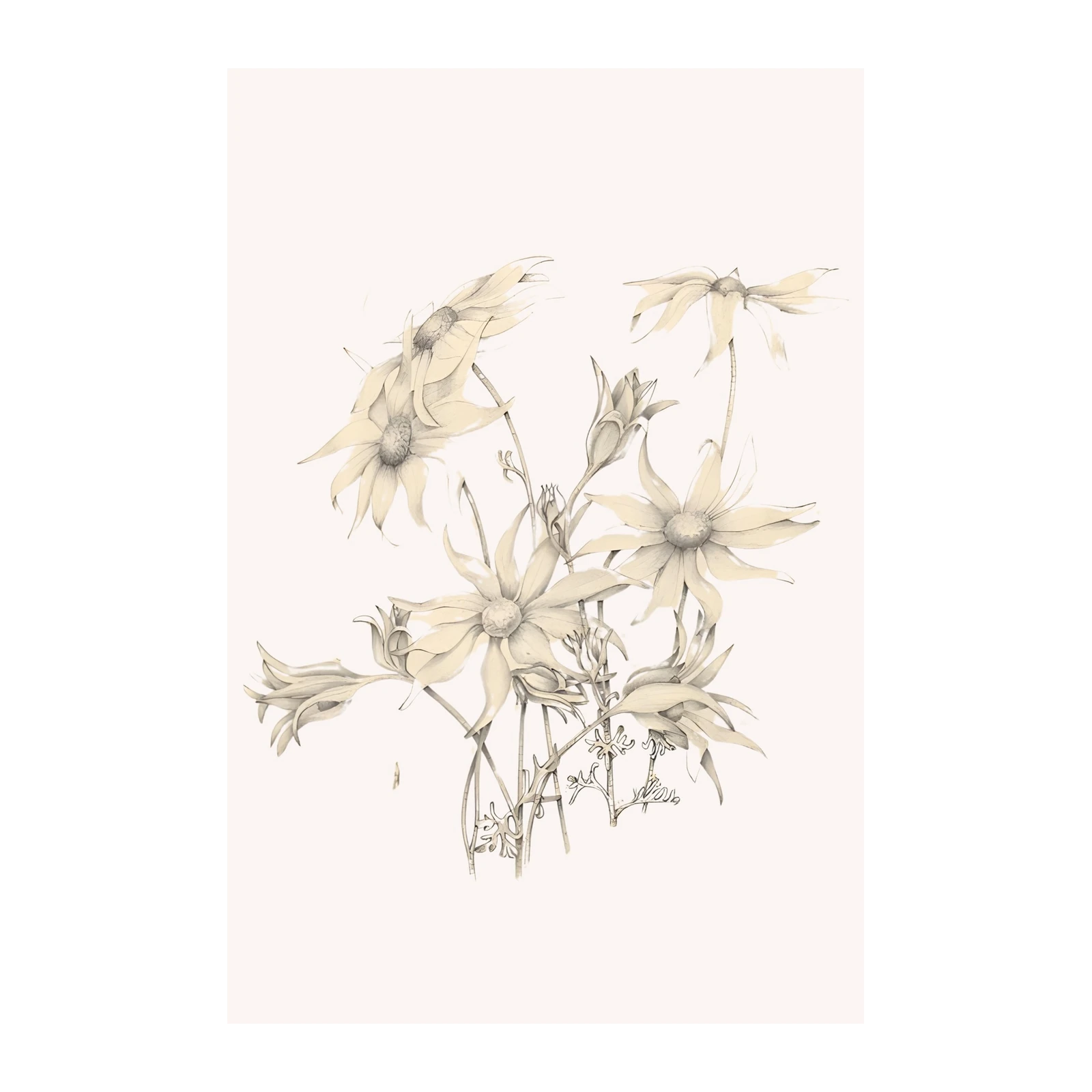 Elegant Botanical Floral Sketch Wall Art