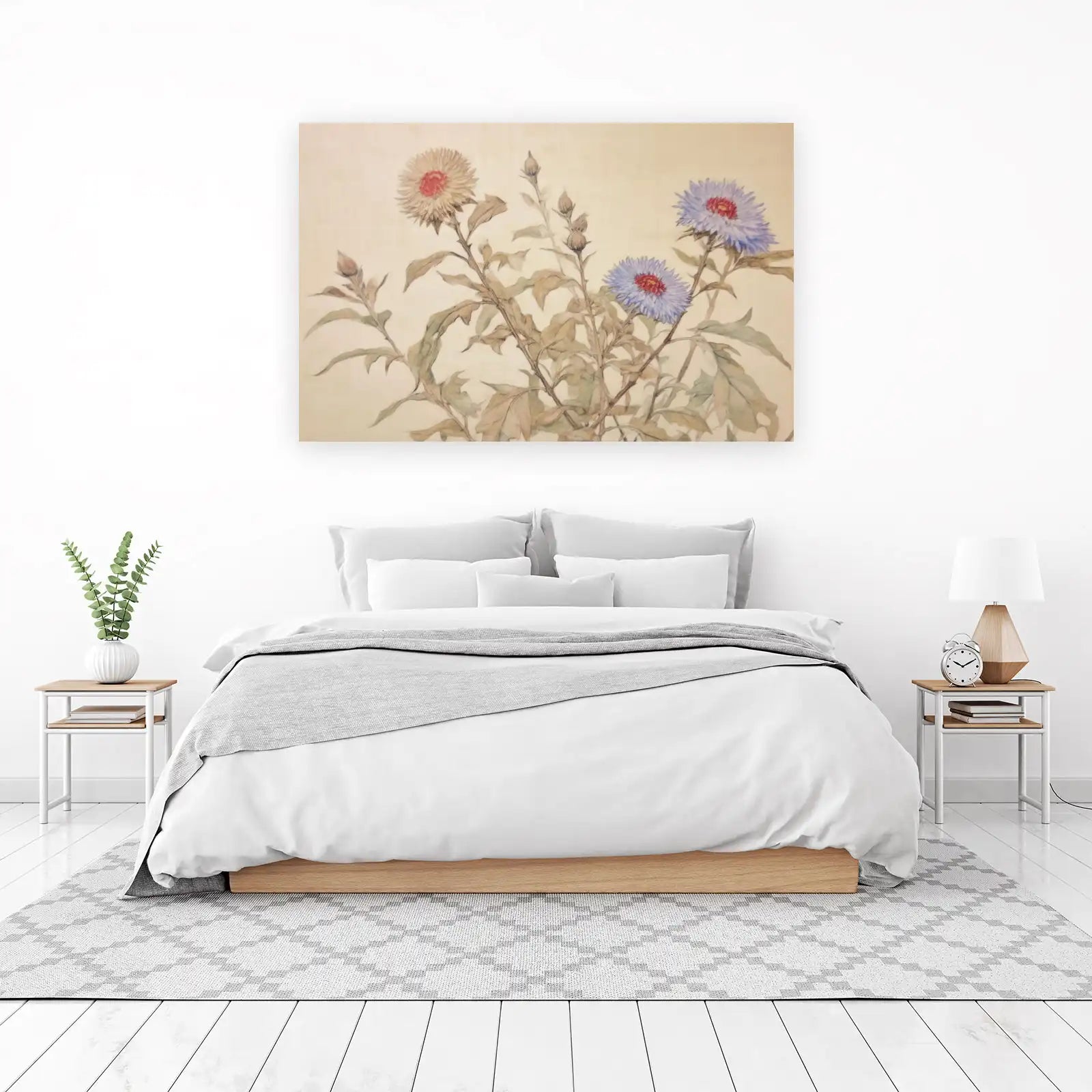 Vintage Floral Asters Wall Art