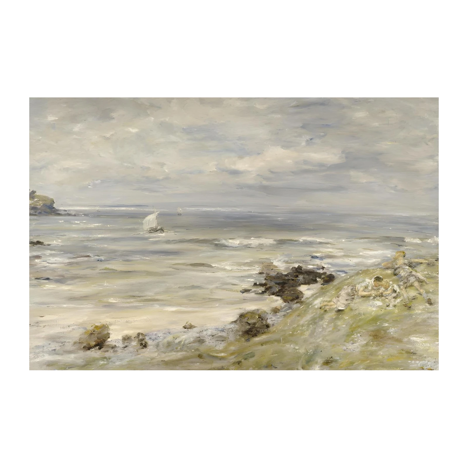 Coastal Serenity Sailboat Beach Scene Wall Art