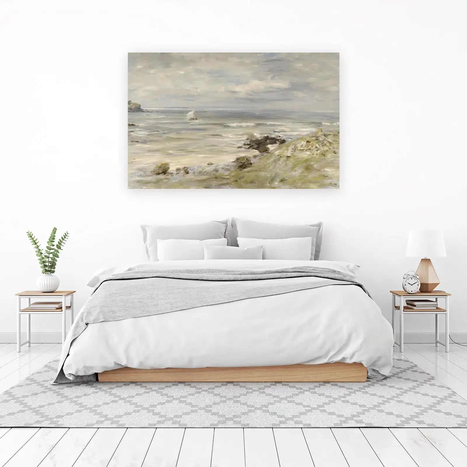 Coastal Serenity Sailboat Beach Scene Wall Art
