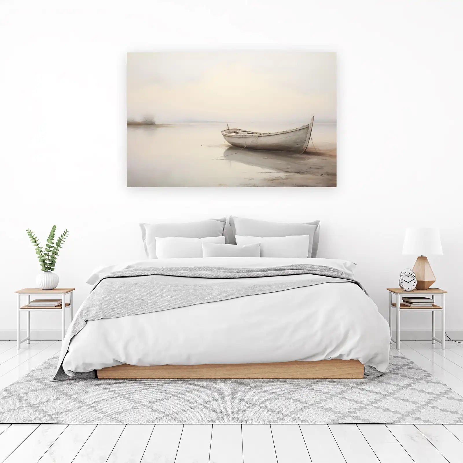 Serene Driftwood Boat Coastal Wall Art
