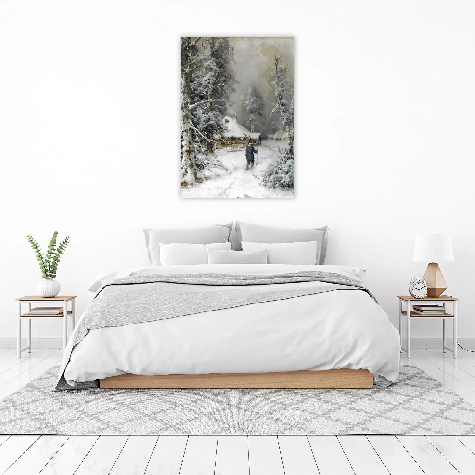 Cozy Winter Cabin Snowscape Wall Art