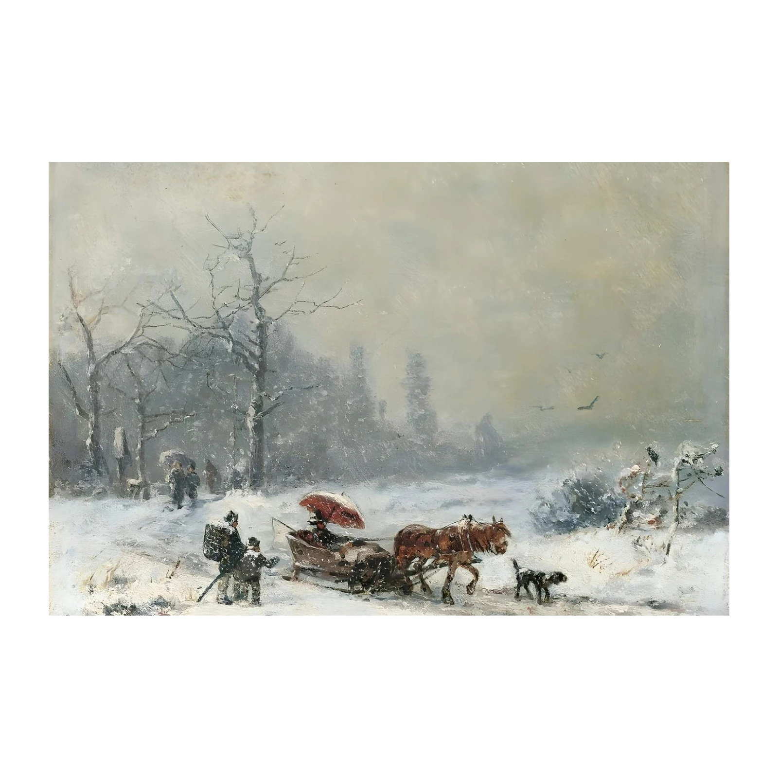 Vintage Winter Sleigh Ride Wall Art