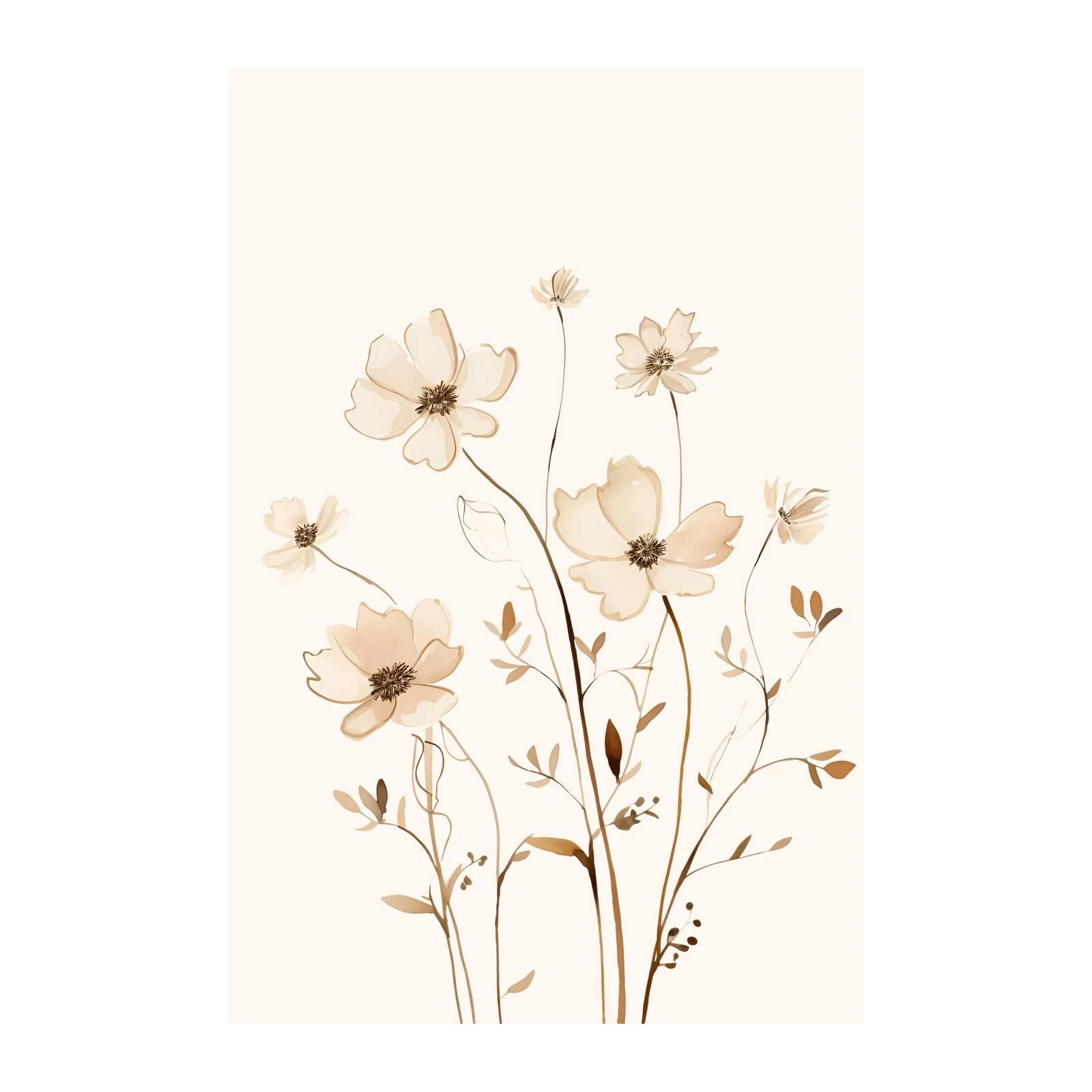 Boho Floral Watercolour Meadow Wall Art