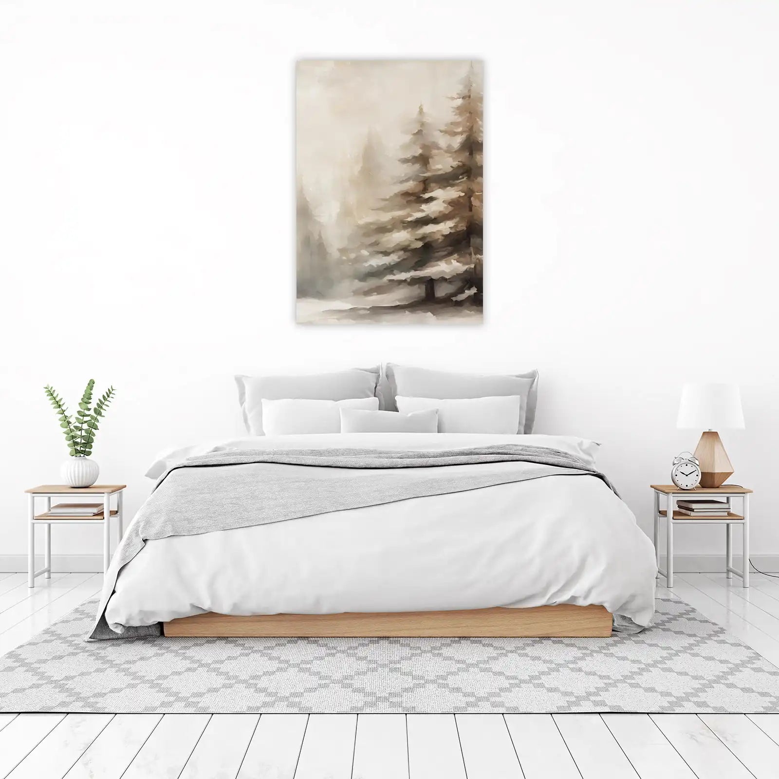 Misty Pine Forest Landscape Wall Art