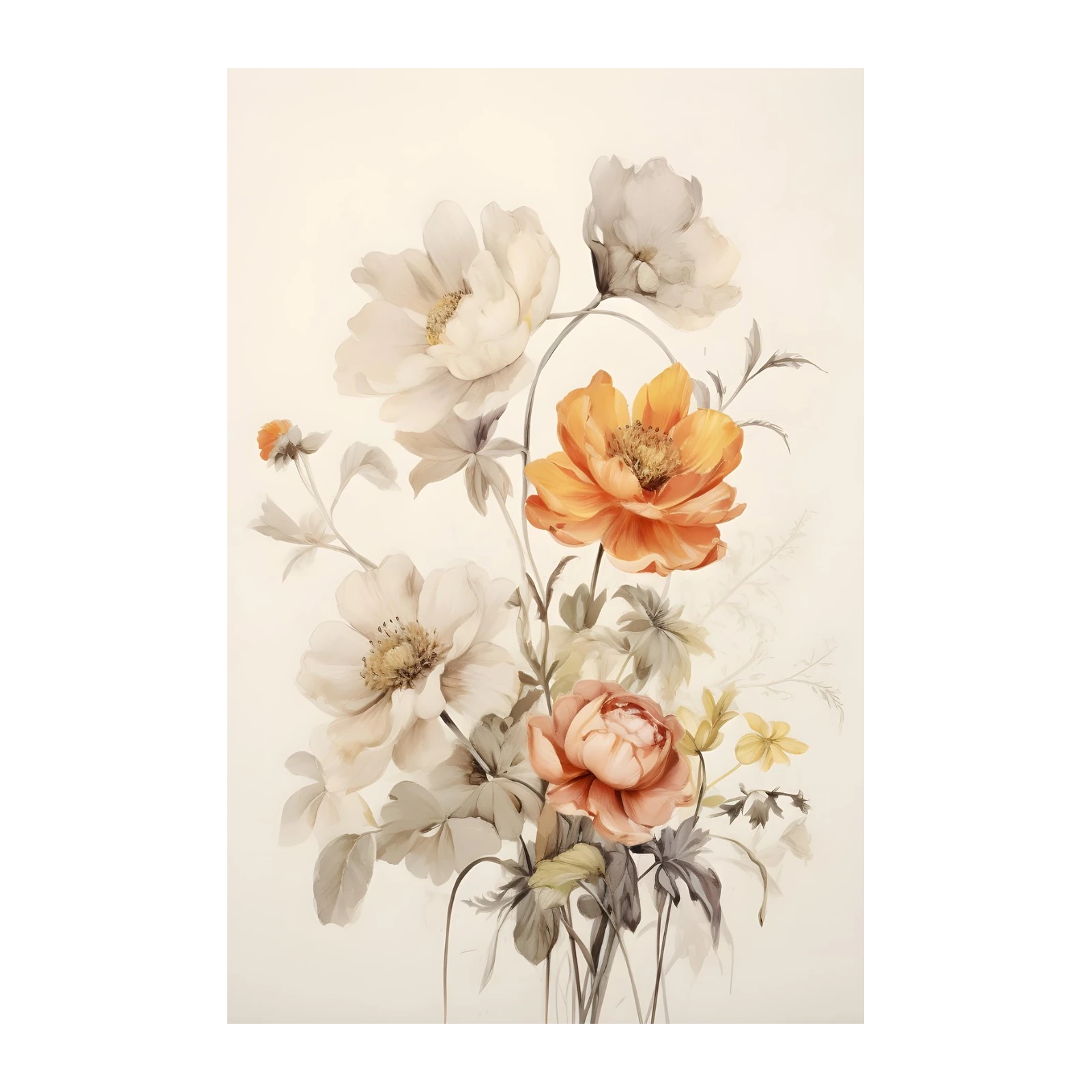 Elegant Floral Bouquet Watercolor Wall Art