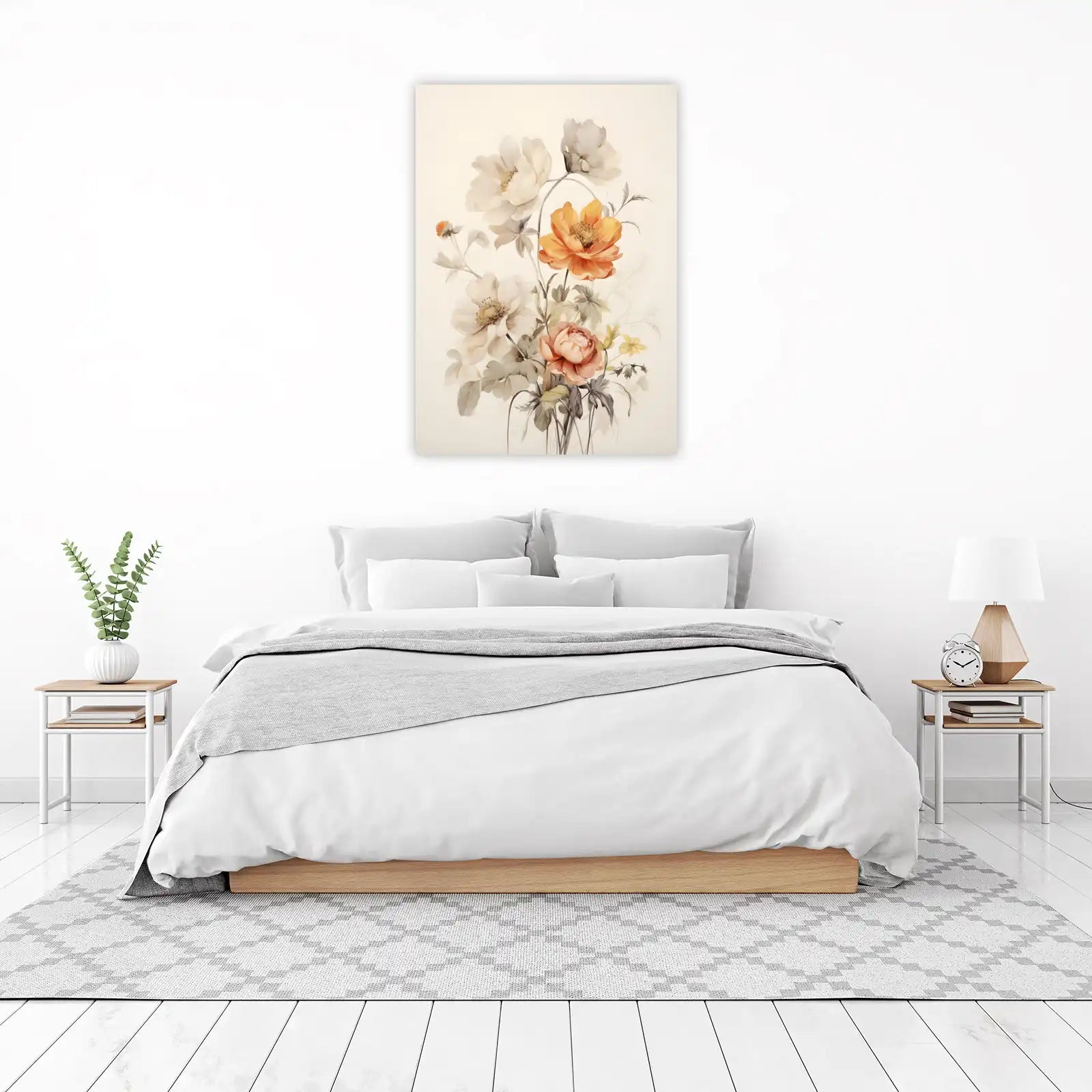 Elegant Floral Bouquet Watercolor Wall Art