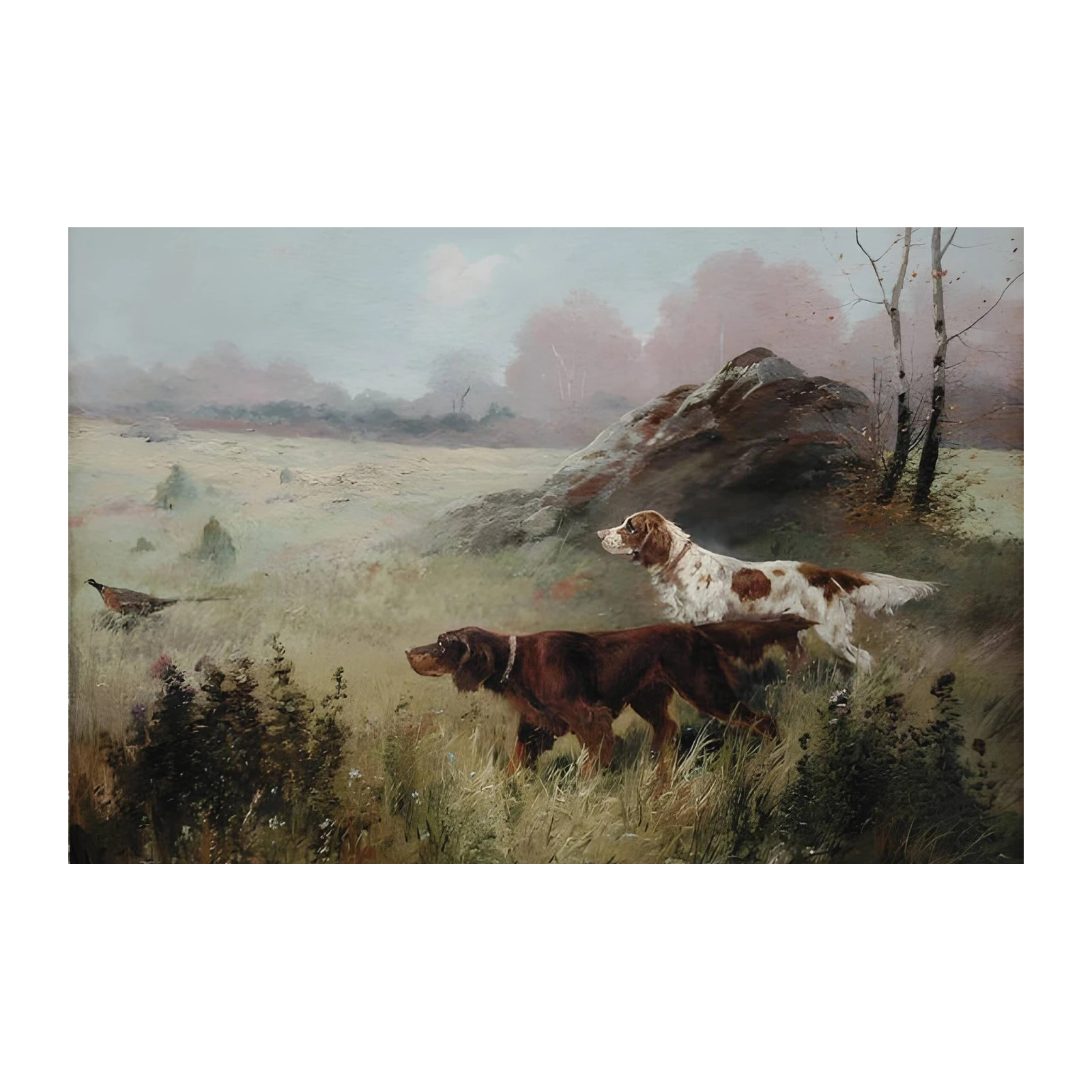 Vintage Hunting Dogs & Pheasant Wall Art