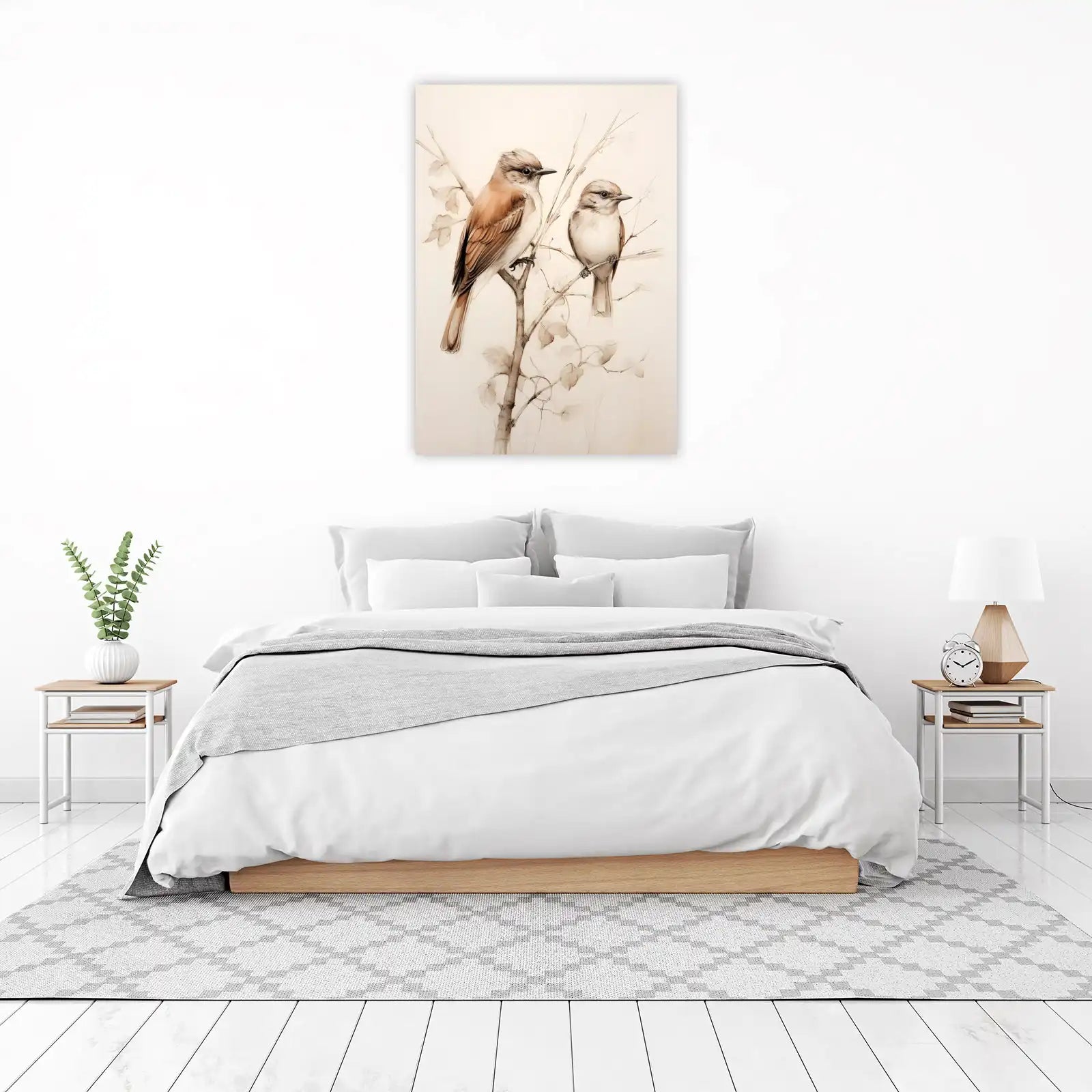 Elegant Birds on Branch Wall Art