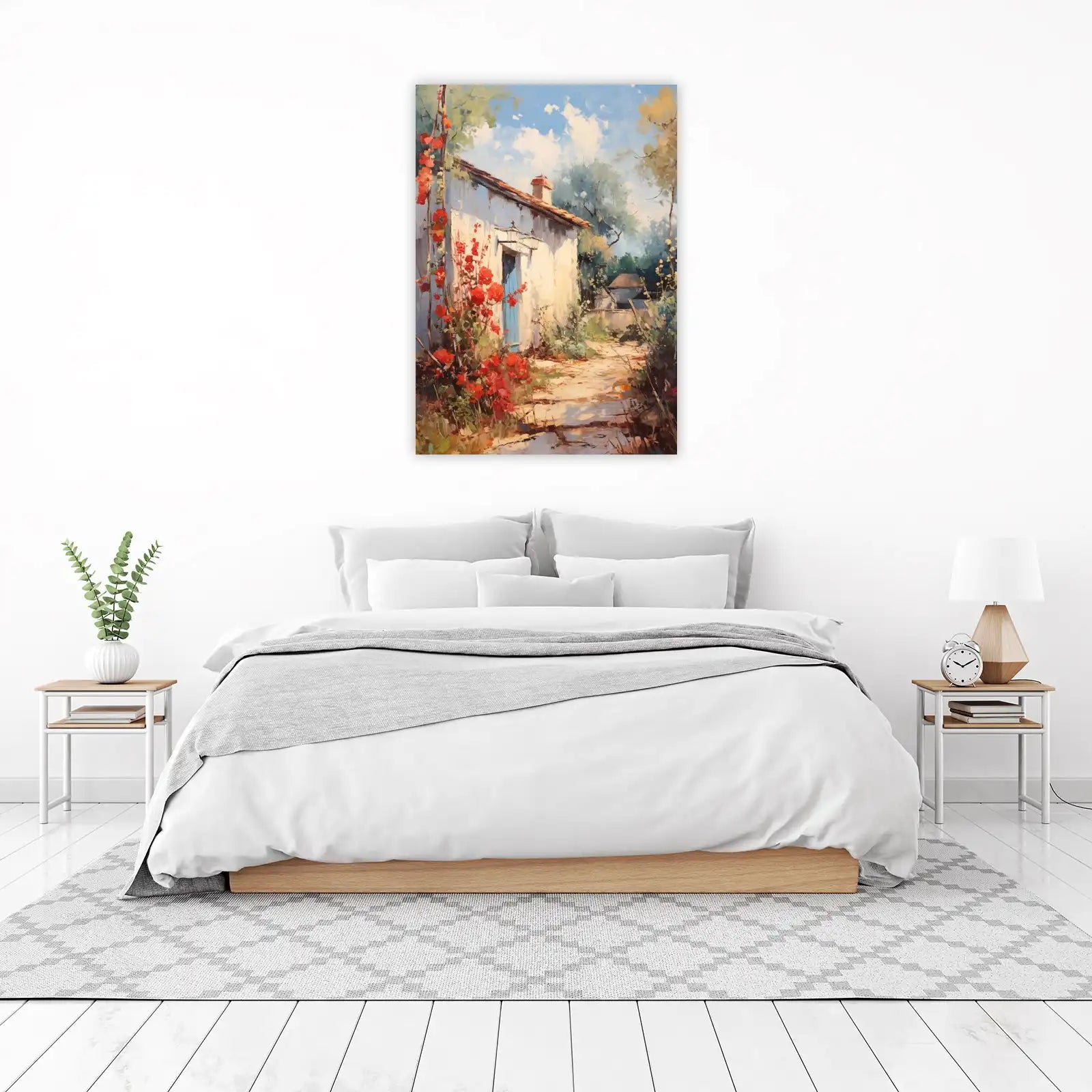 Vibrant Cottage Pathway Oil Painting Wall Art