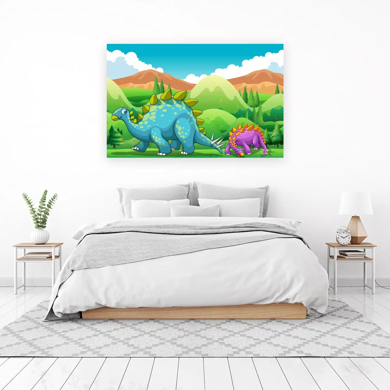 Adorable Dinosaur Duo Fun Landscape Wall Art