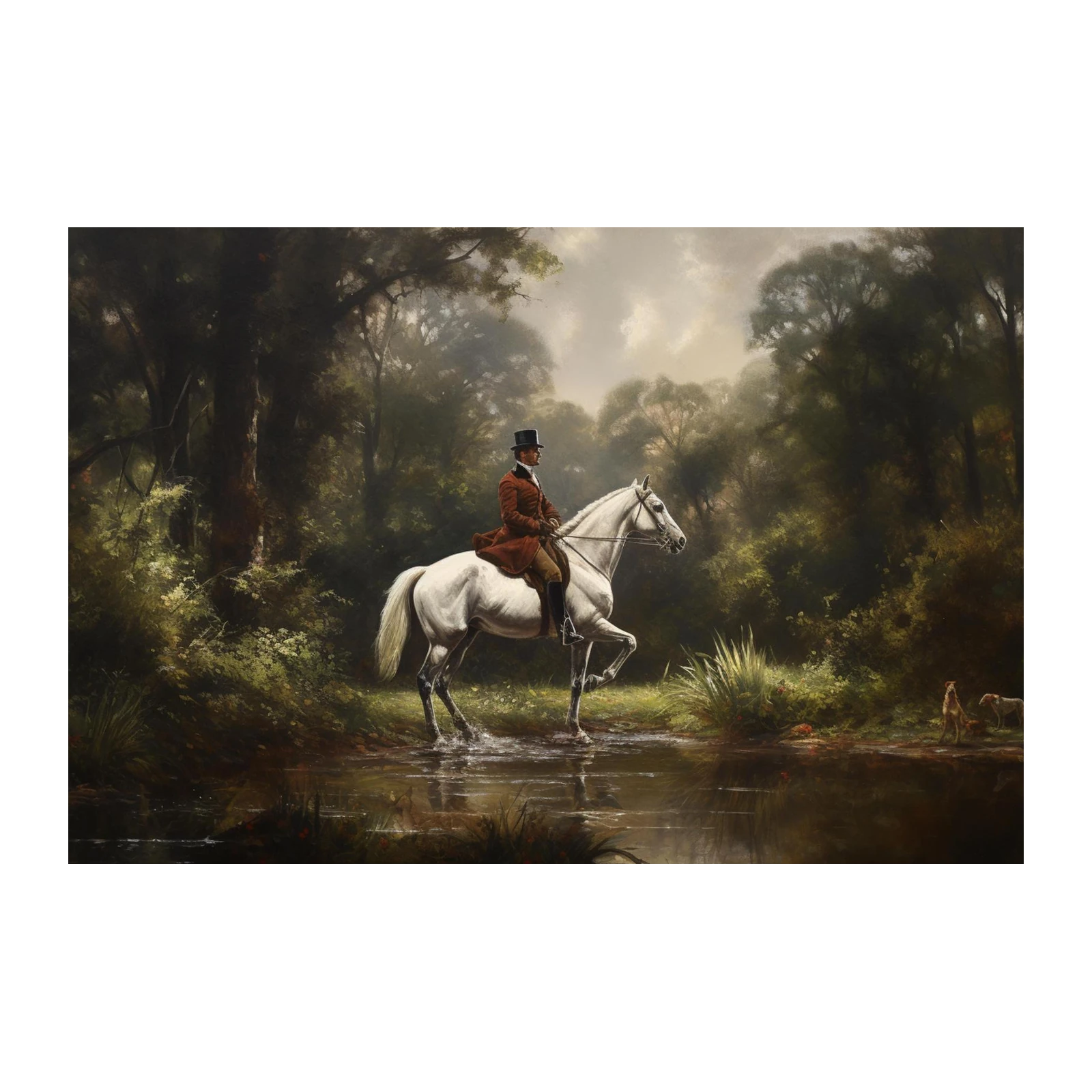 Elegant Rider & Horse Forest Scene Wall Art