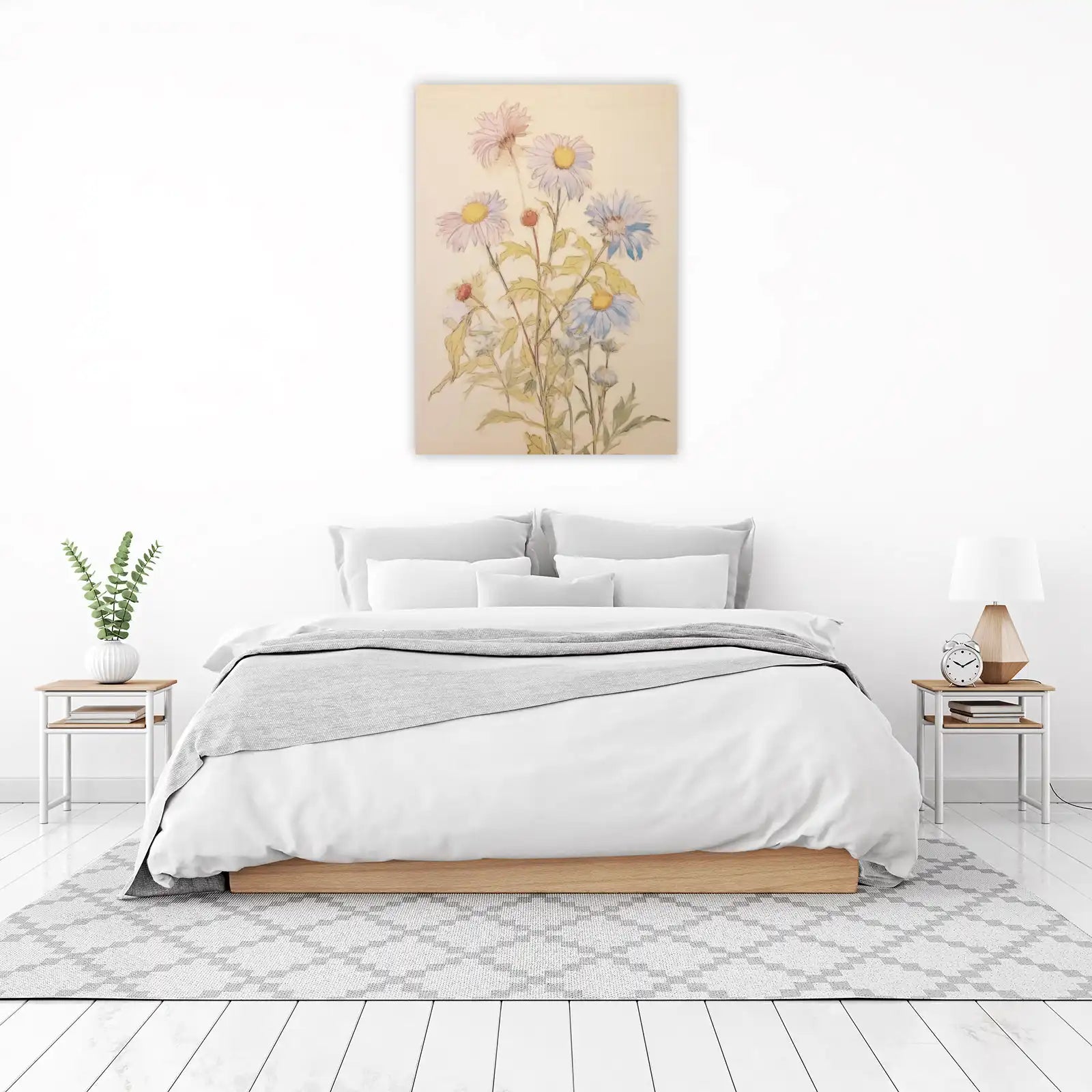 Delicate Floral Watercolor Daisy Wall Art