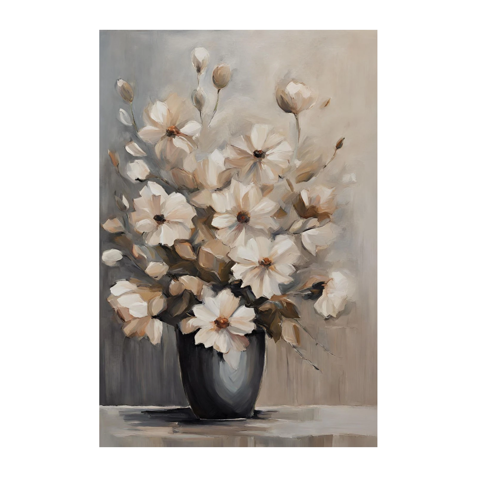 Elegant White Floral Still Life Wall Art