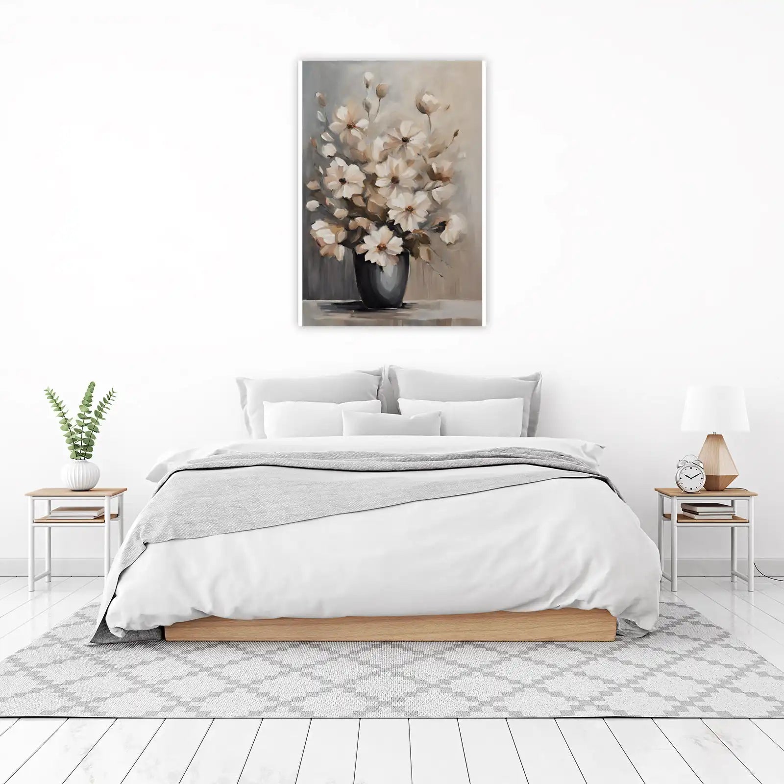 Elegant White Floral Still Life Wall Art