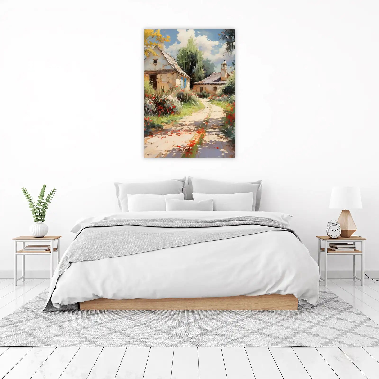 Vibrant Countryside Cottage Floral Path Wall Art