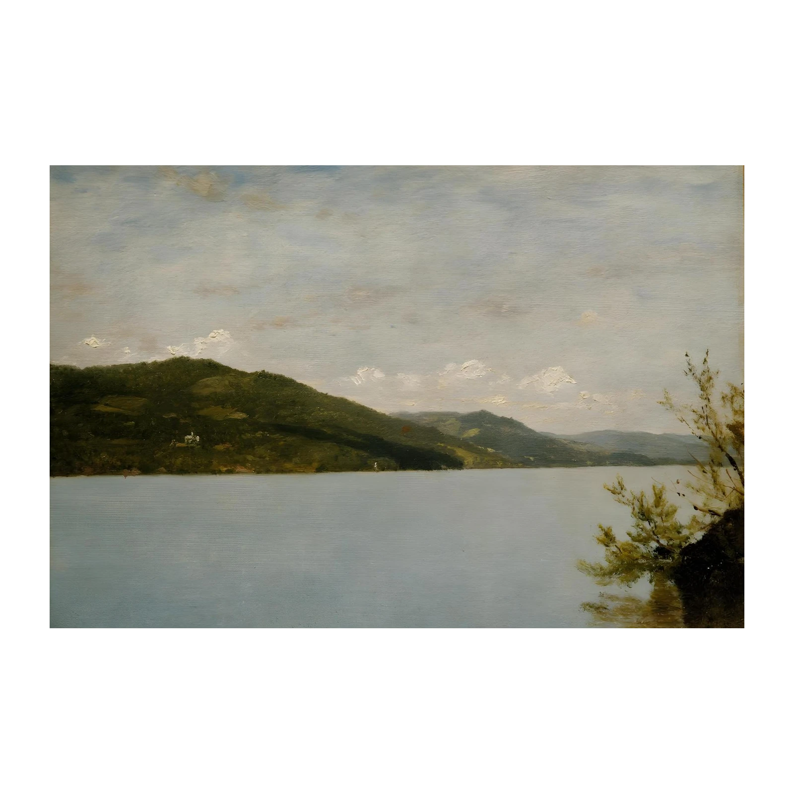 Serene Lake Landscape Oil Painting Wall Art