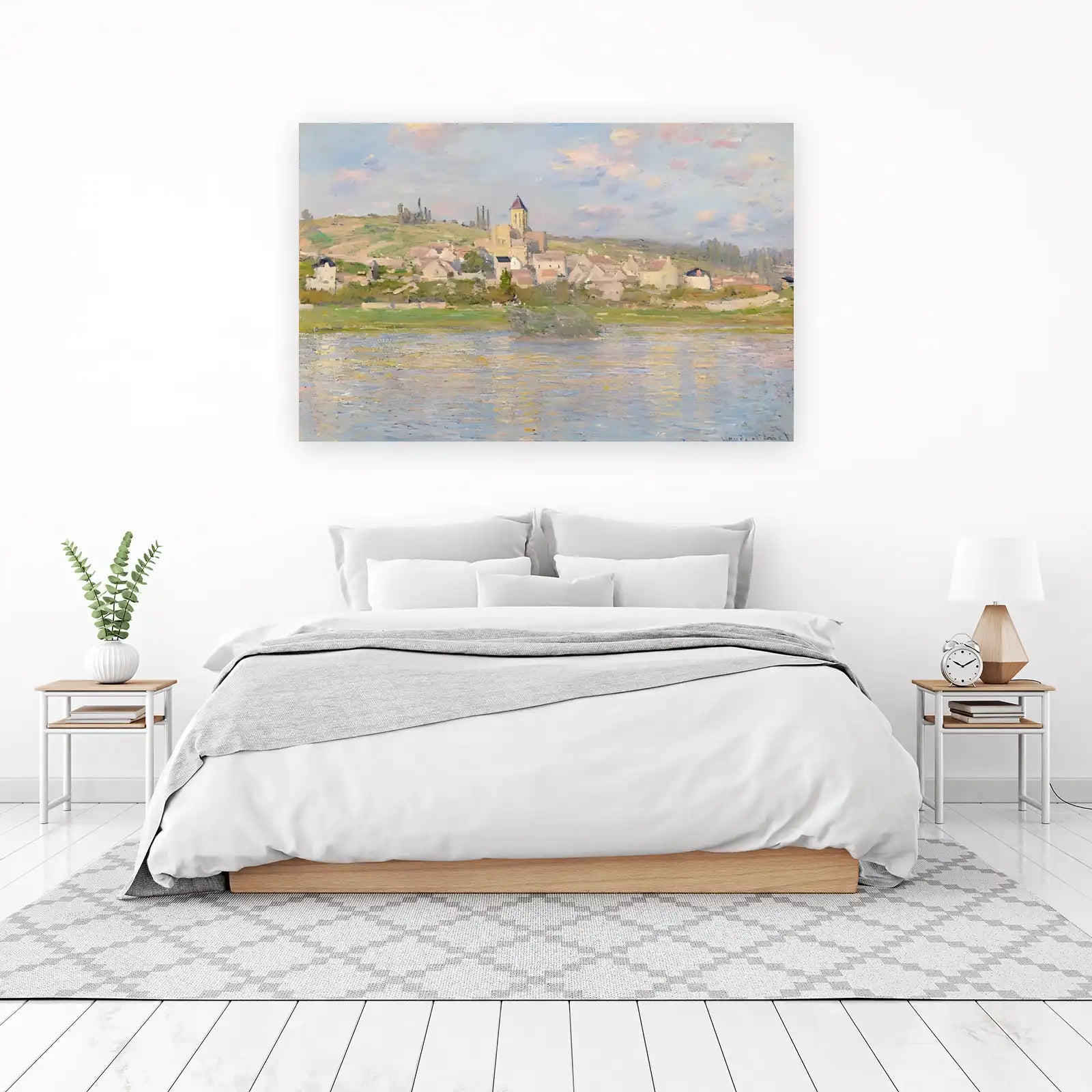 Impressionist Riverside Village Wall Art