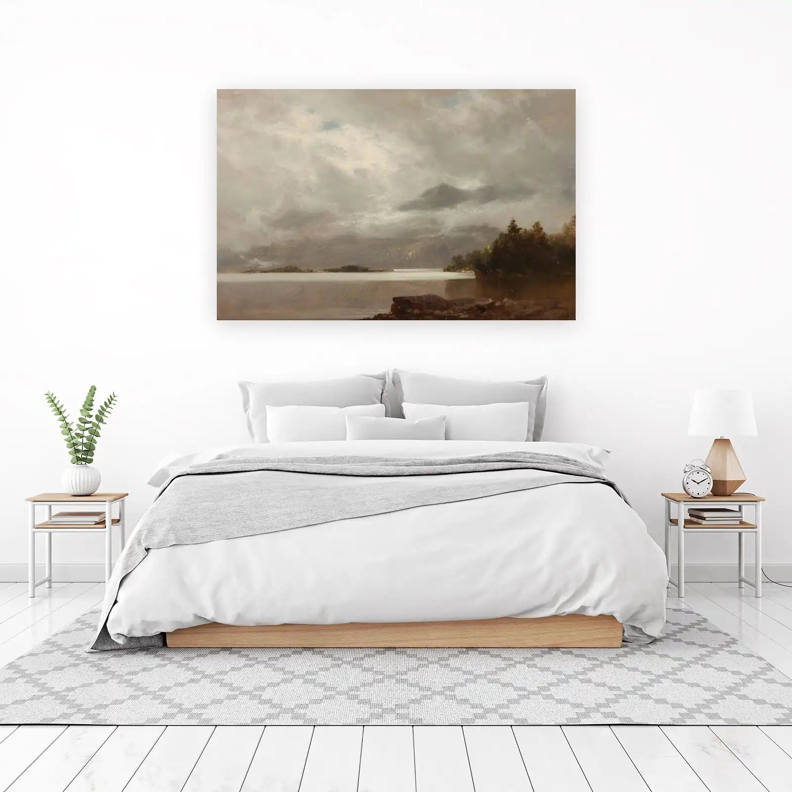 Serene Misty Lake Landscape Wall Art