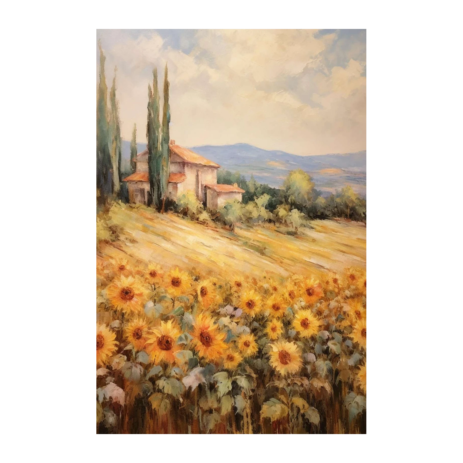 Tuscan Sunflower Field Estate Wall Art