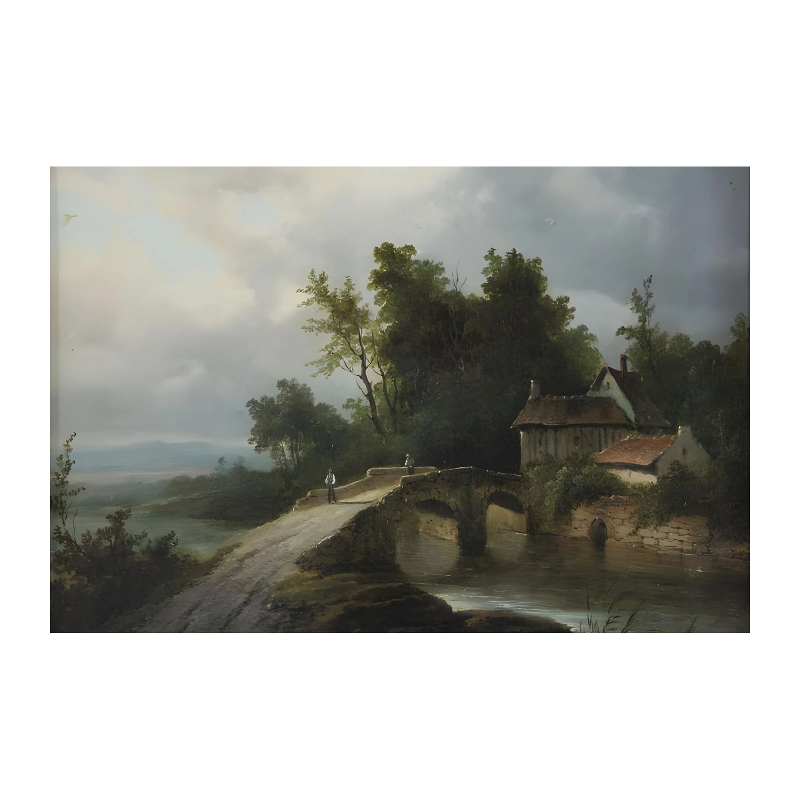 Tranquil Countryside Bridge & Cottage Wall Art