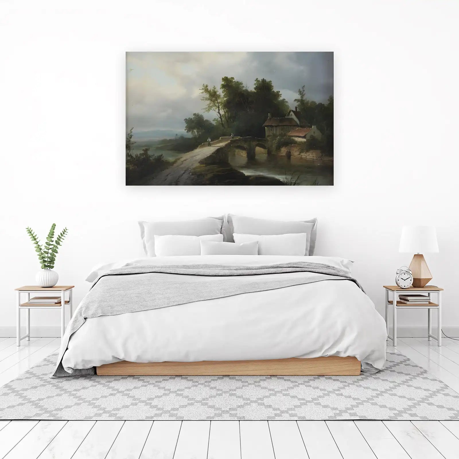 Tranquil Countryside Bridge & Cottage Wall Art